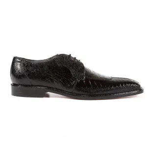 Belvedere Exotic Skin Shoes Belvedere Siena in Black Genuine Ostrich Leg Oxfords
