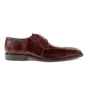 Belvedere Exotic Skin Shoes Belvedere Siena in Dark Burgundy Genuine Ostrich Leg Oxfords