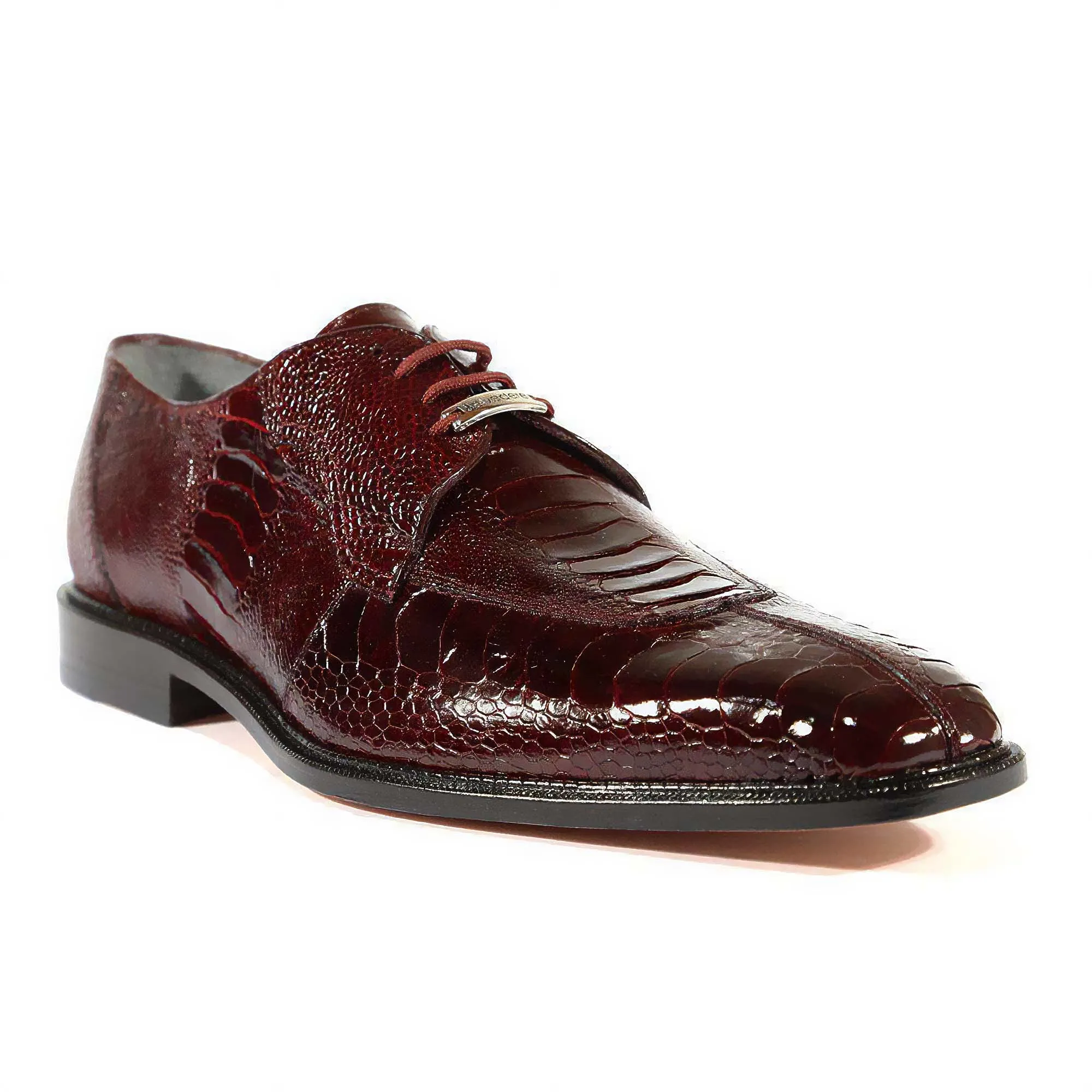 Belvedere Exotic Skin Shoes Belvedere Siena in Dark Burgundy Genuine Ostrich Leg Oxfords