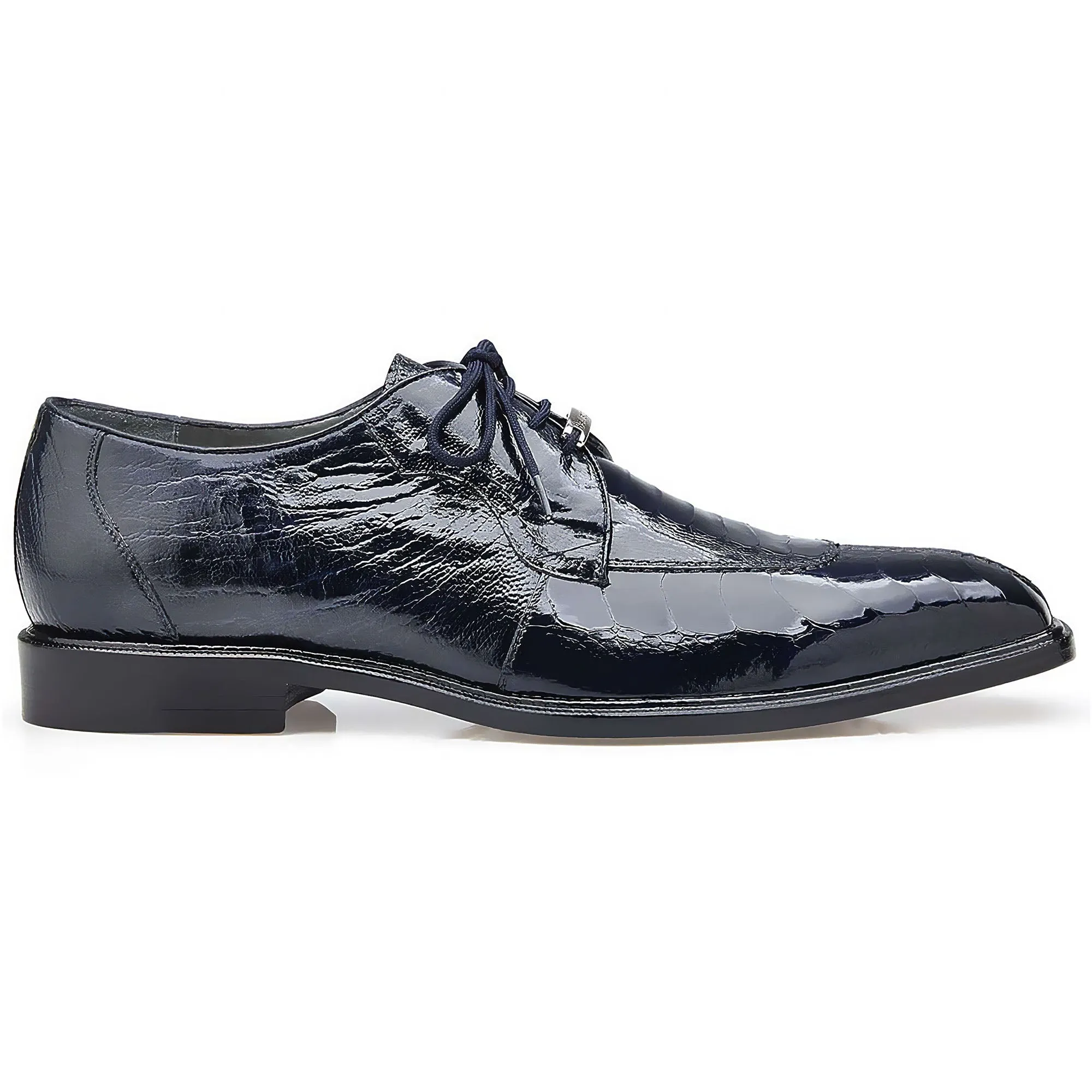 Belvedere Exotic Skin Shoes Belvedere Siena in Navy Blue Genuine Ostrich Leg Oxfords