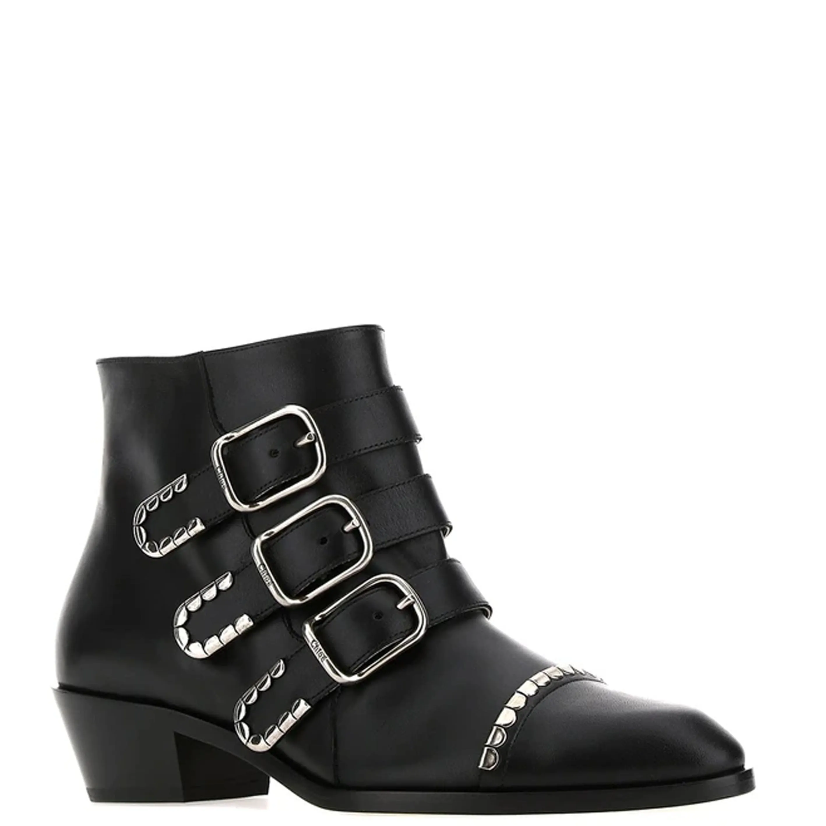 Chloé Shoes Idol Short Boots, Black/Silver