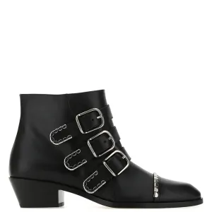 Chloé Shoes Idol Short Boots, Black/Silver