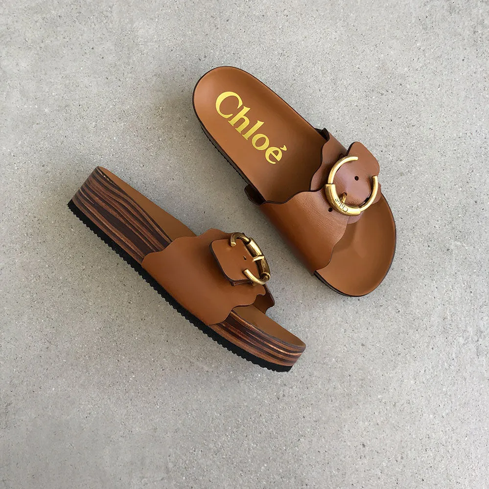Chloé Shoes Ingrid Flatform Slide, Ochre