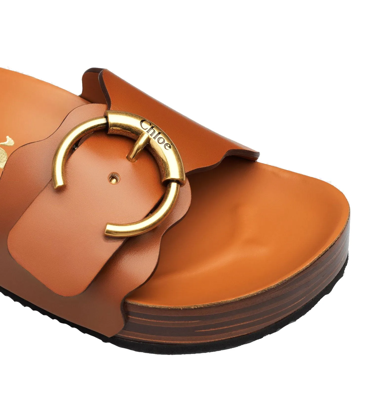 Chloé Shoes Ingrid Flatform Slide, Ochre
