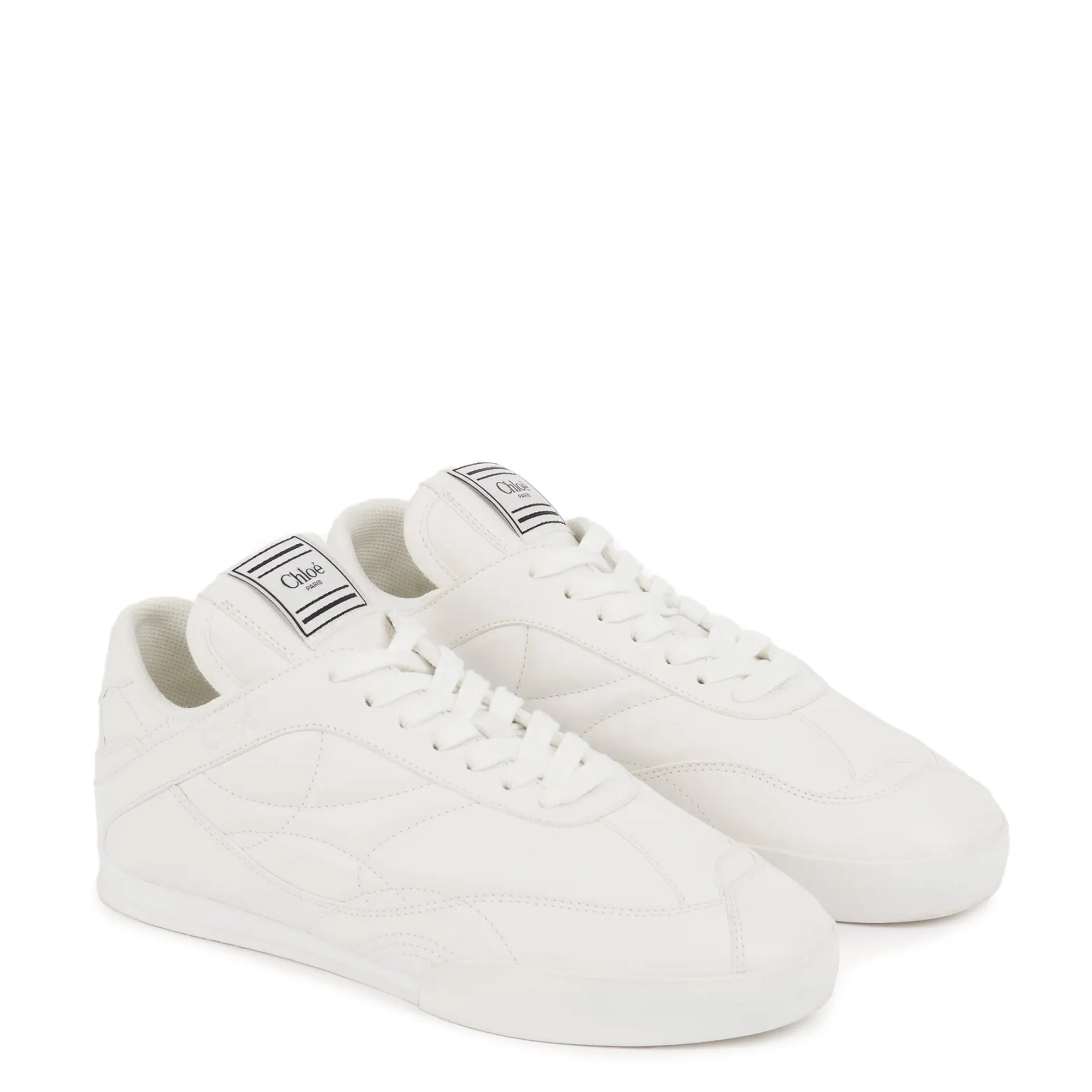 Chloé Shoes Kick Leather Sneakers, White Leather
