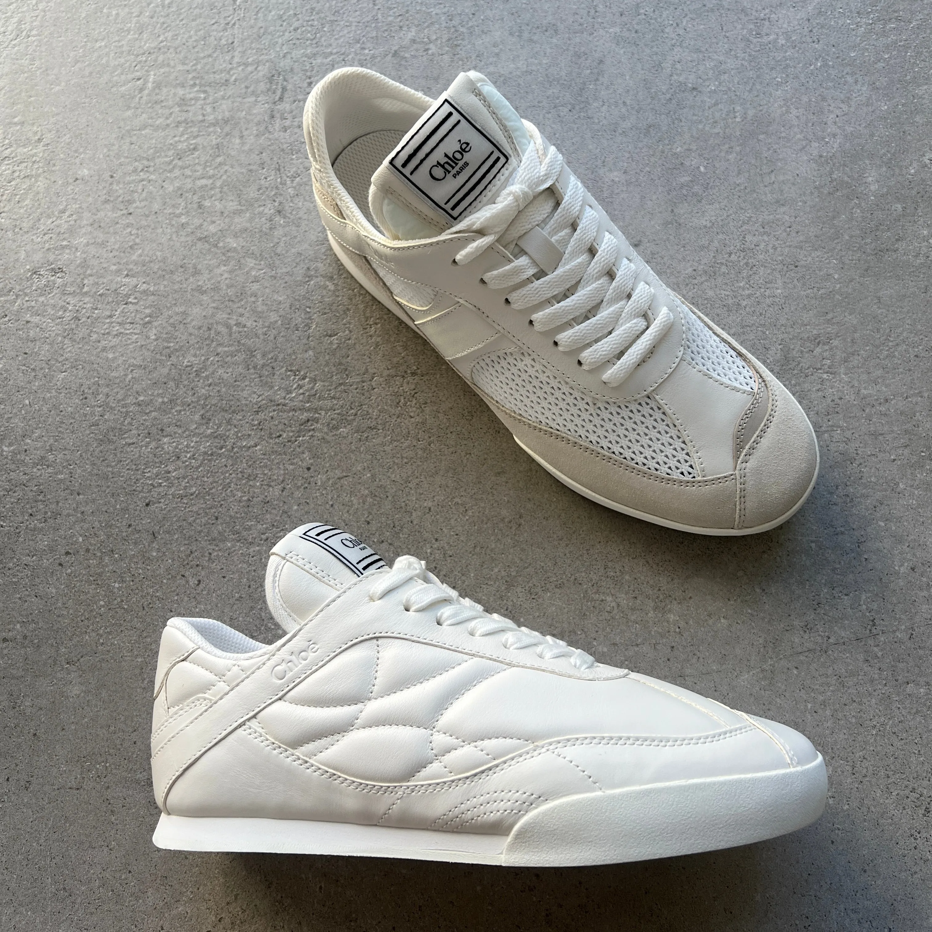 Chloé Shoes Kick Leather Sneakers, White Leather