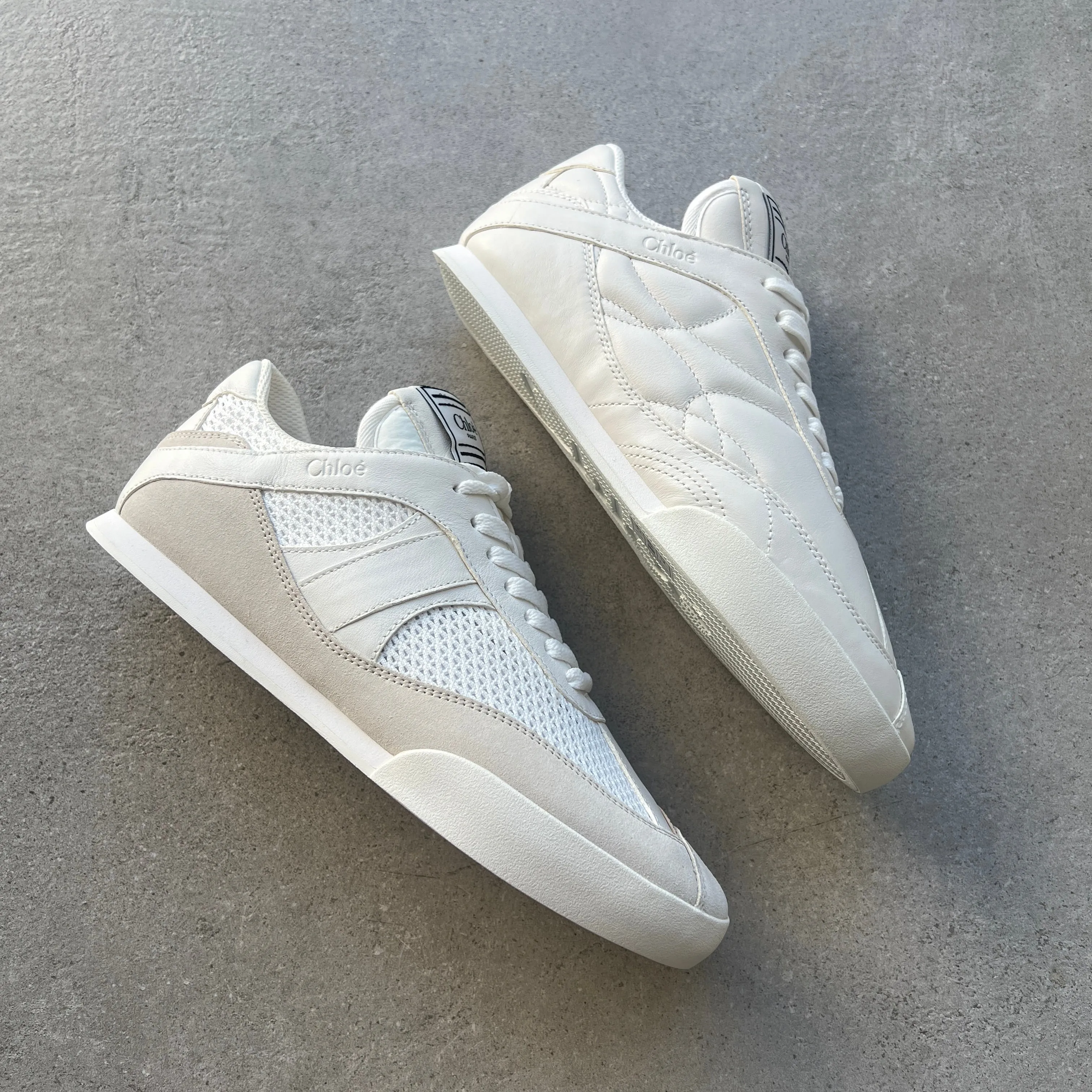 Chloé Shoes Kick Leather Sneakers, White Leather