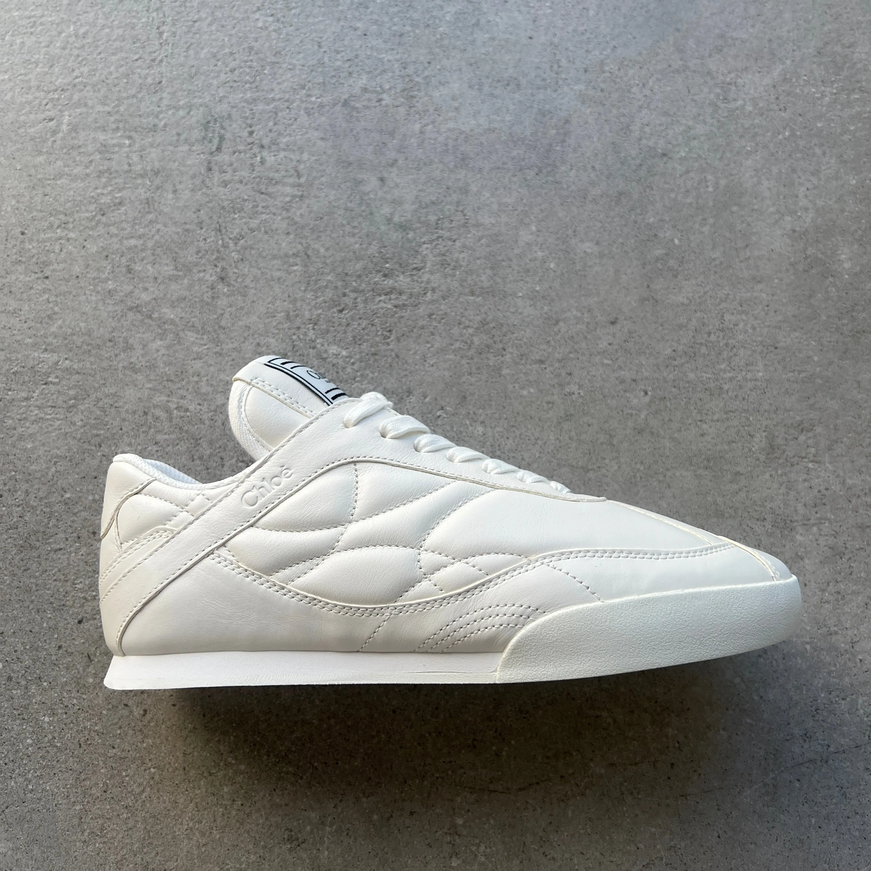 Chloé Shoes Kick Leather Sneakers, White Leather