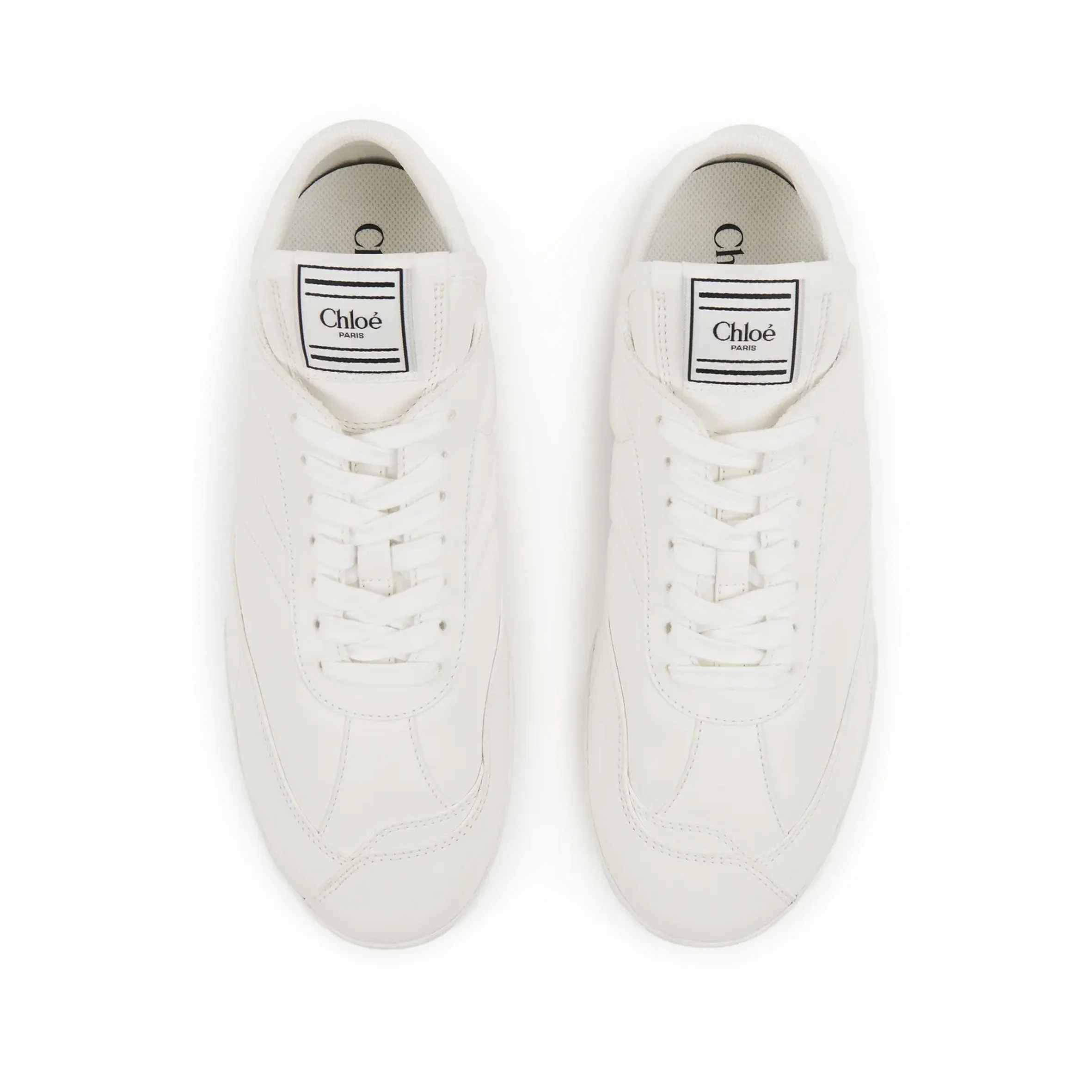 Chloé Shoes Kick Leather Sneakers, White Leather