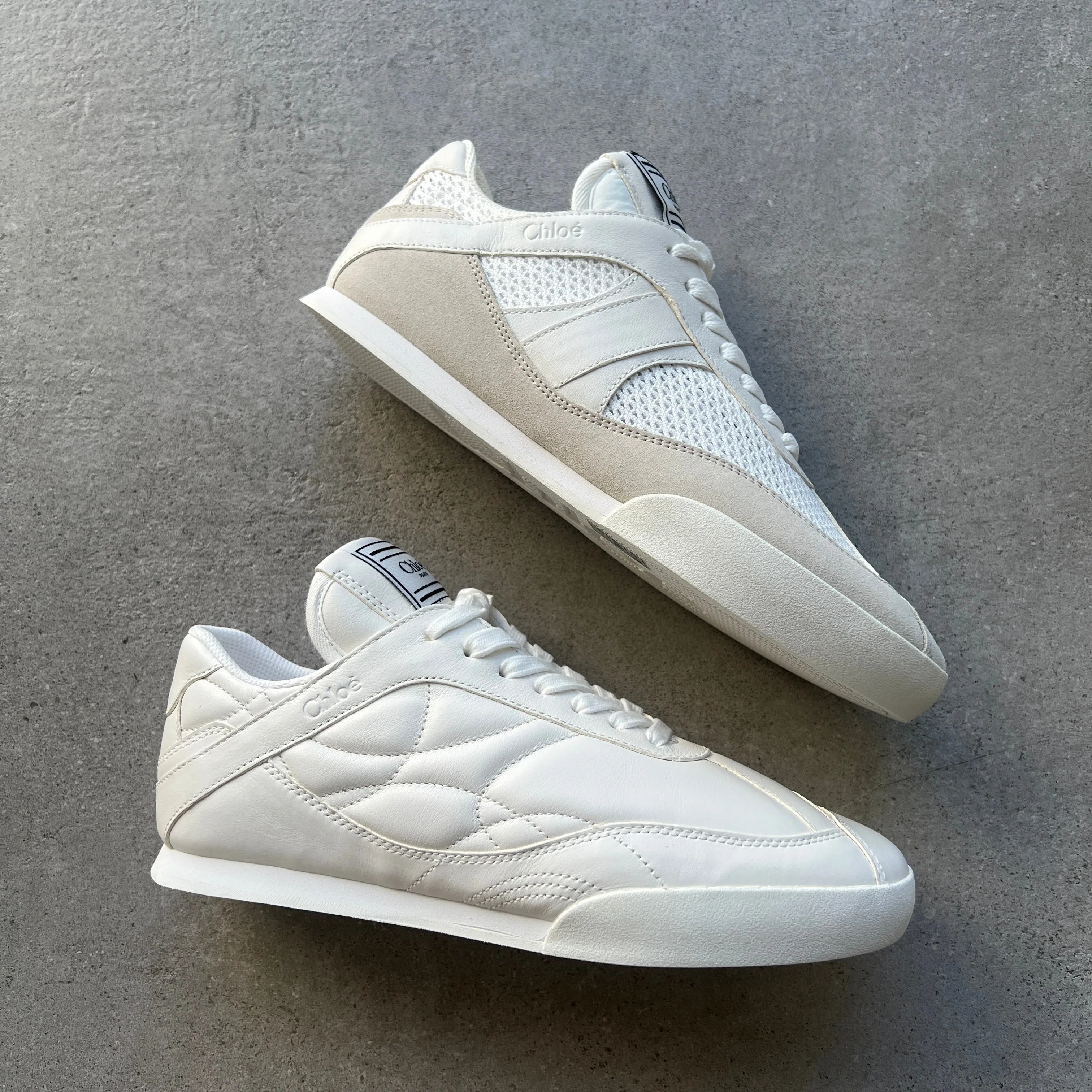 Chloé Shoes Kick Mesh Sneakers, Cloudy
