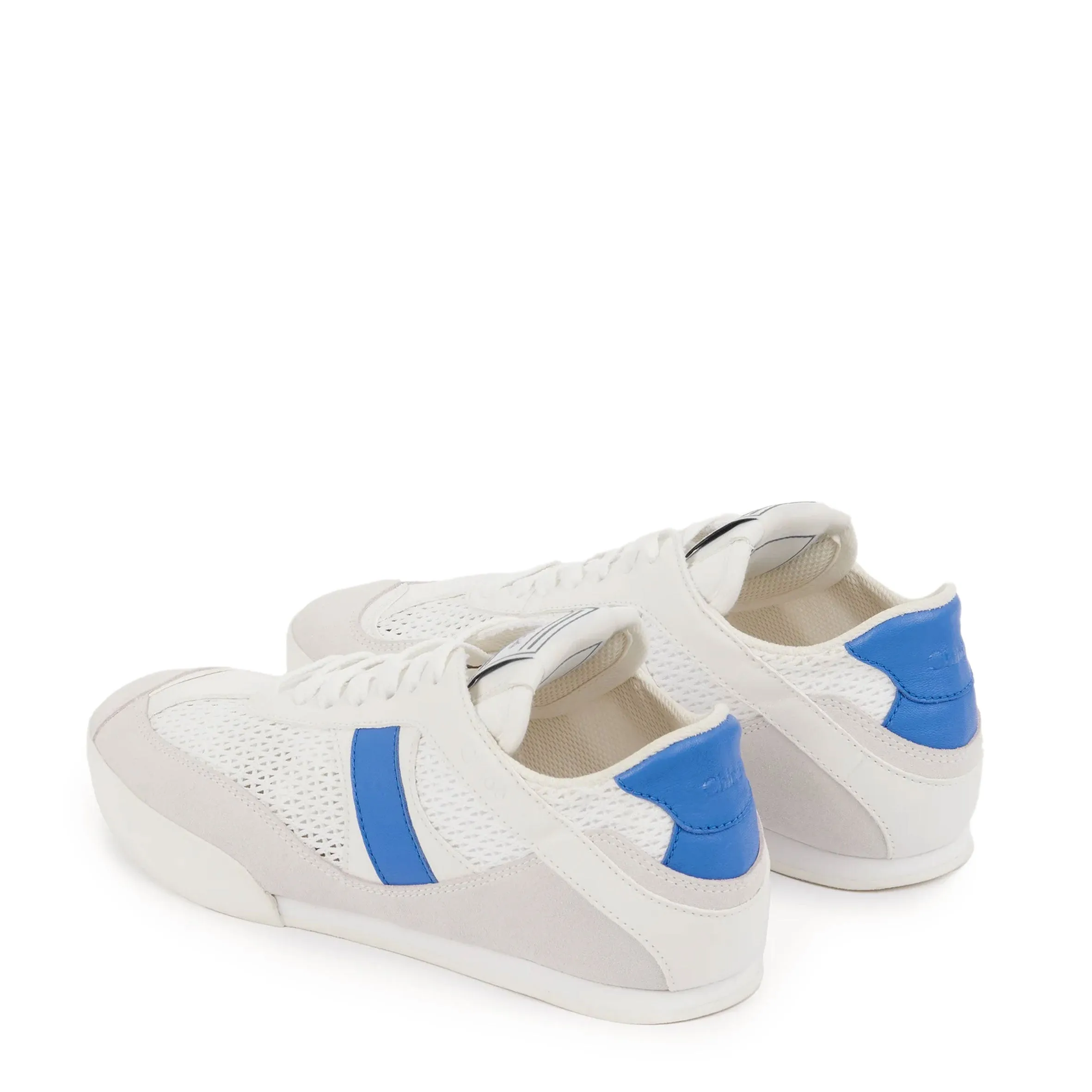 Chloé Shoes Kick Mesh Sneakers, White/Blue