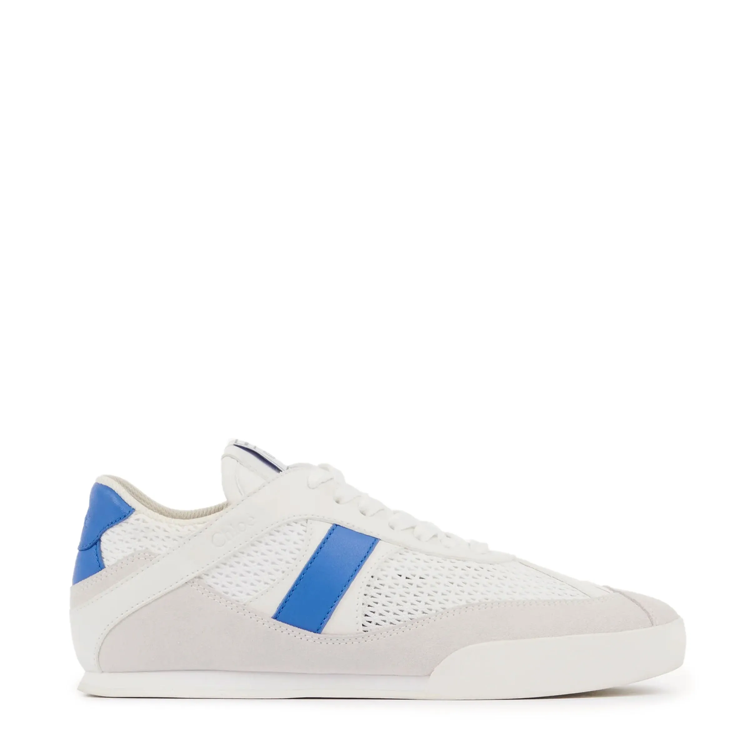 Chloé Shoes Kick Mesh Sneakers, White/Blue