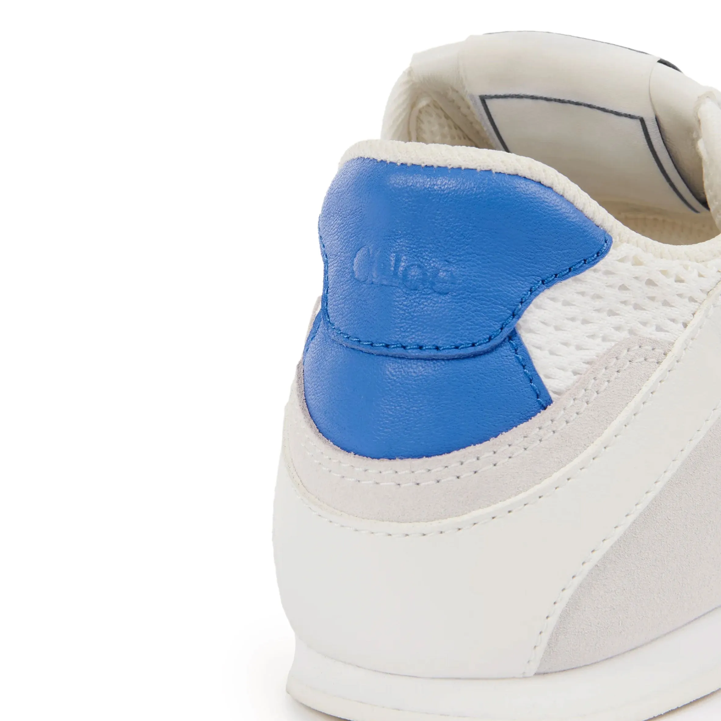 Chloé Shoes Kick Mesh Sneakers, White/Blue