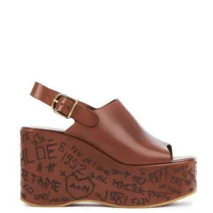 Chloé Shoes Maxime Peeptoe Wedge, Ginger Brown