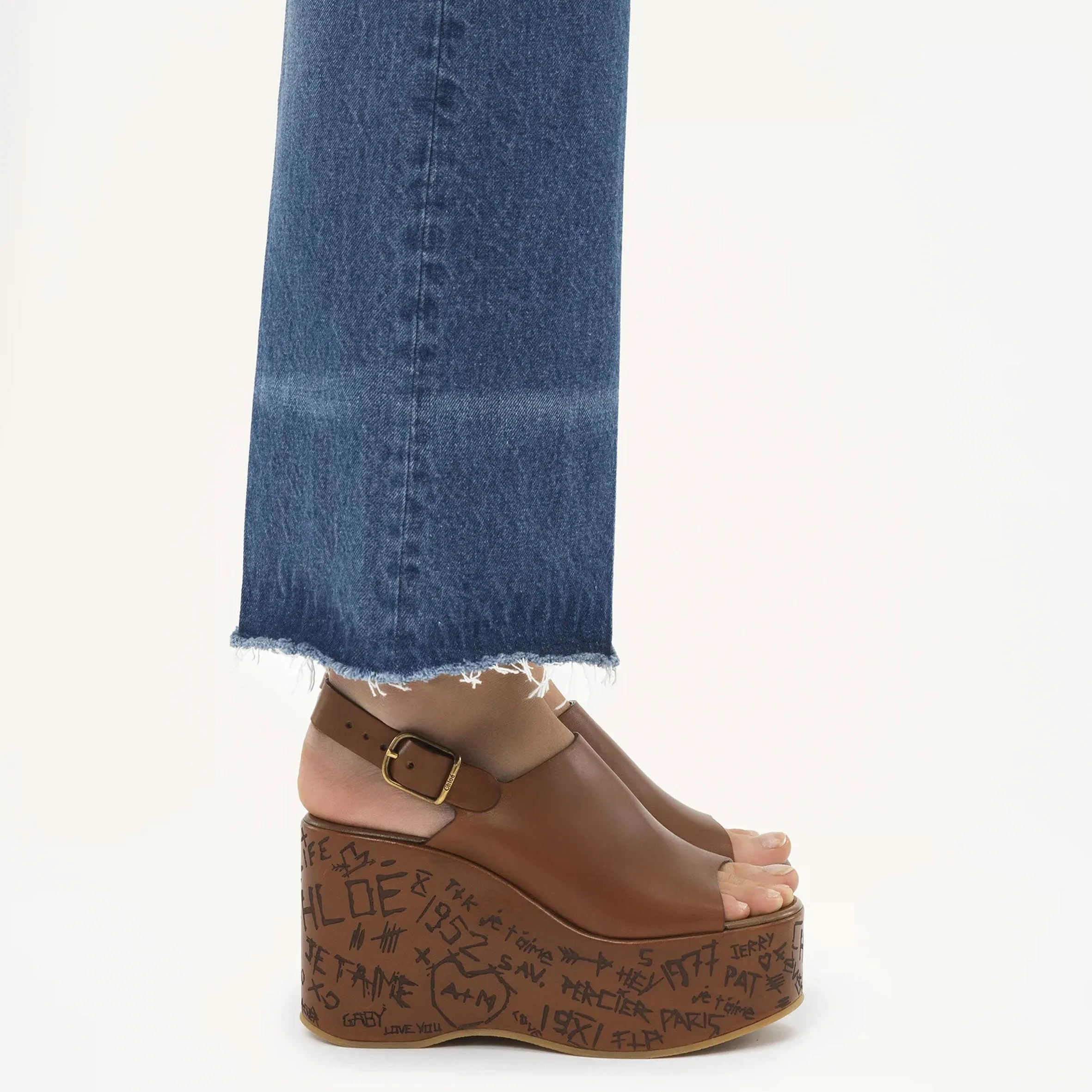 Chloé Shoes Maxime Peeptoe Wedge, Ginger Brown