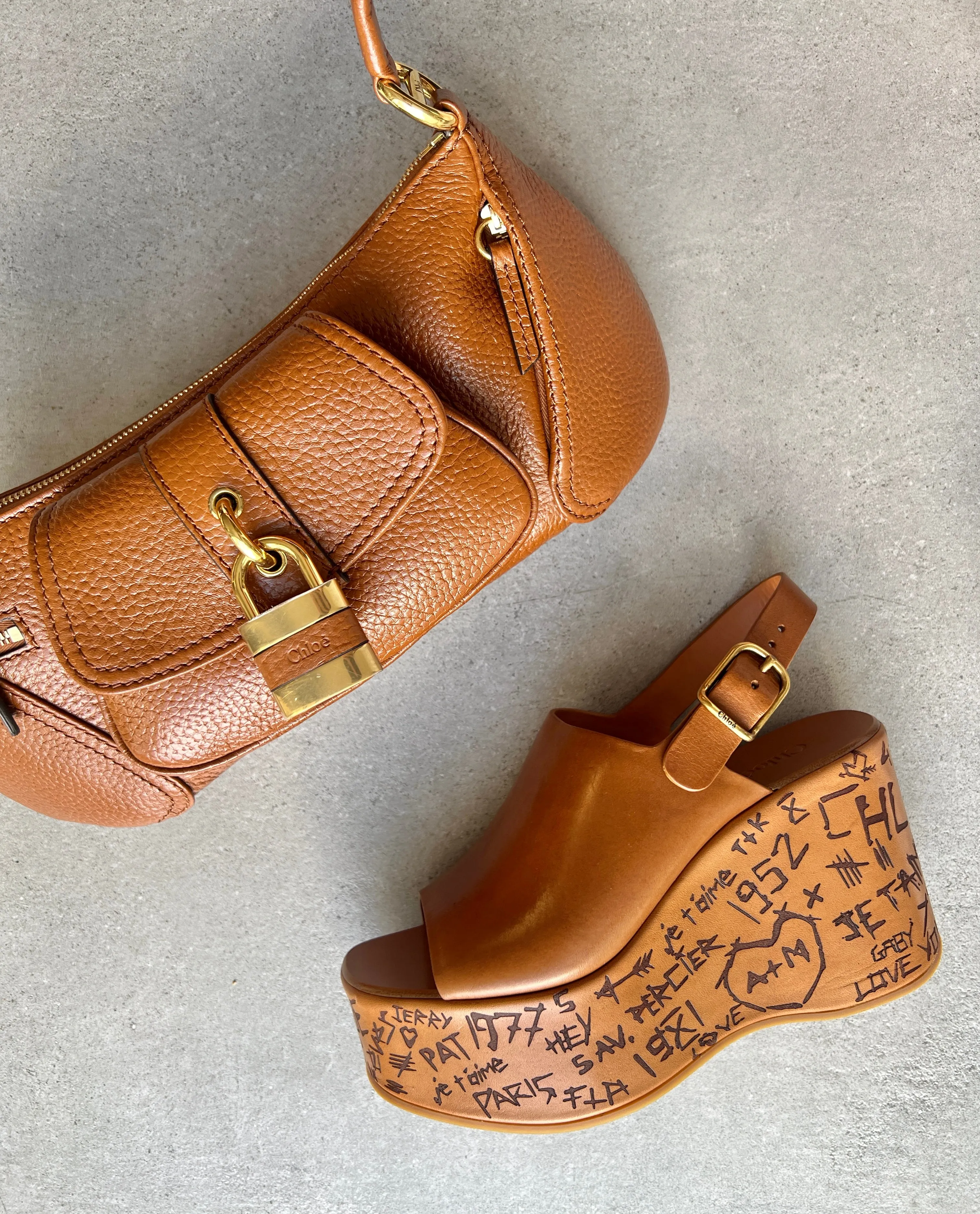 Chloé Shoes Maxime Peeptoe Wedge, Ginger Brown