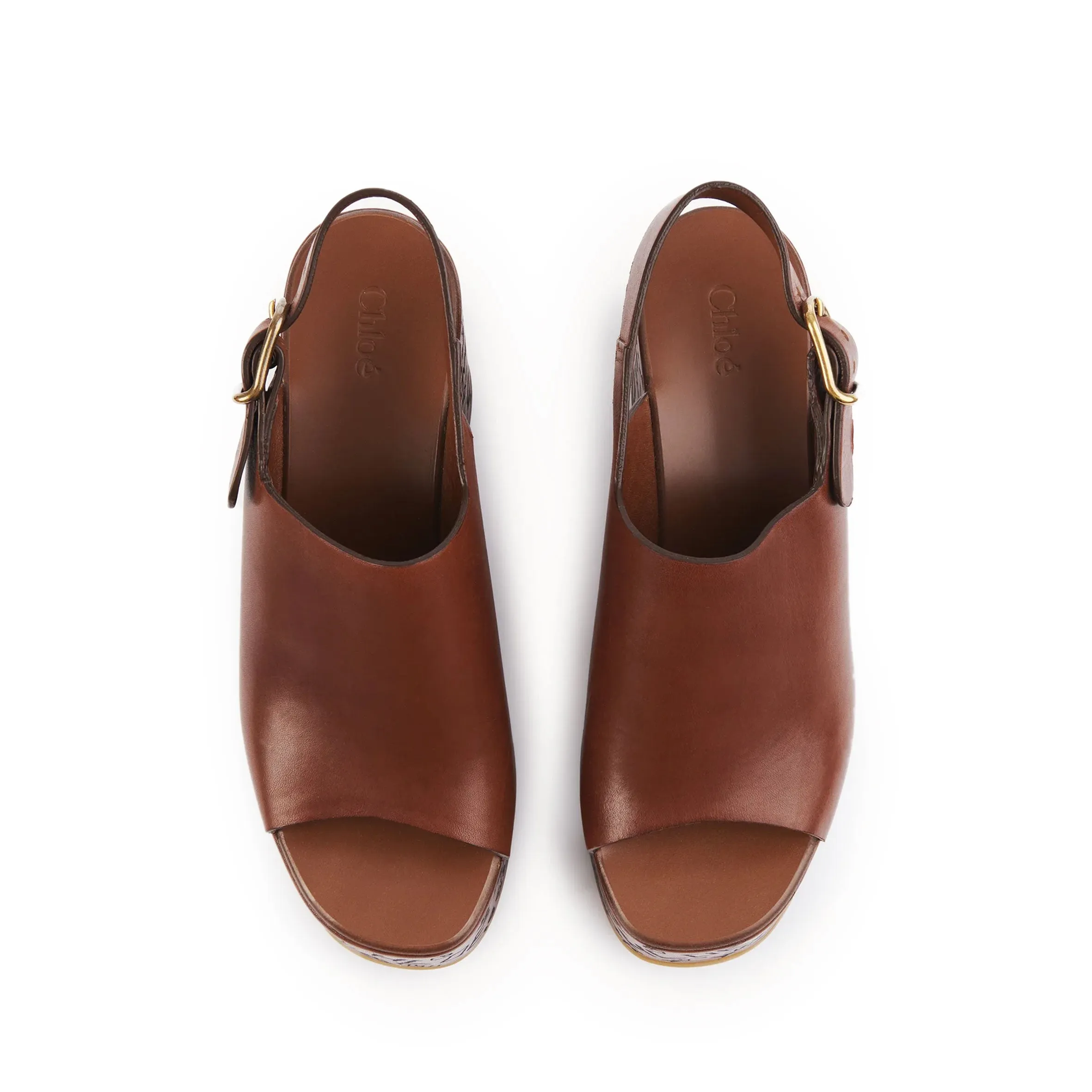 Chloé Shoes Maxime Peeptoe Wedge, Ginger Brown