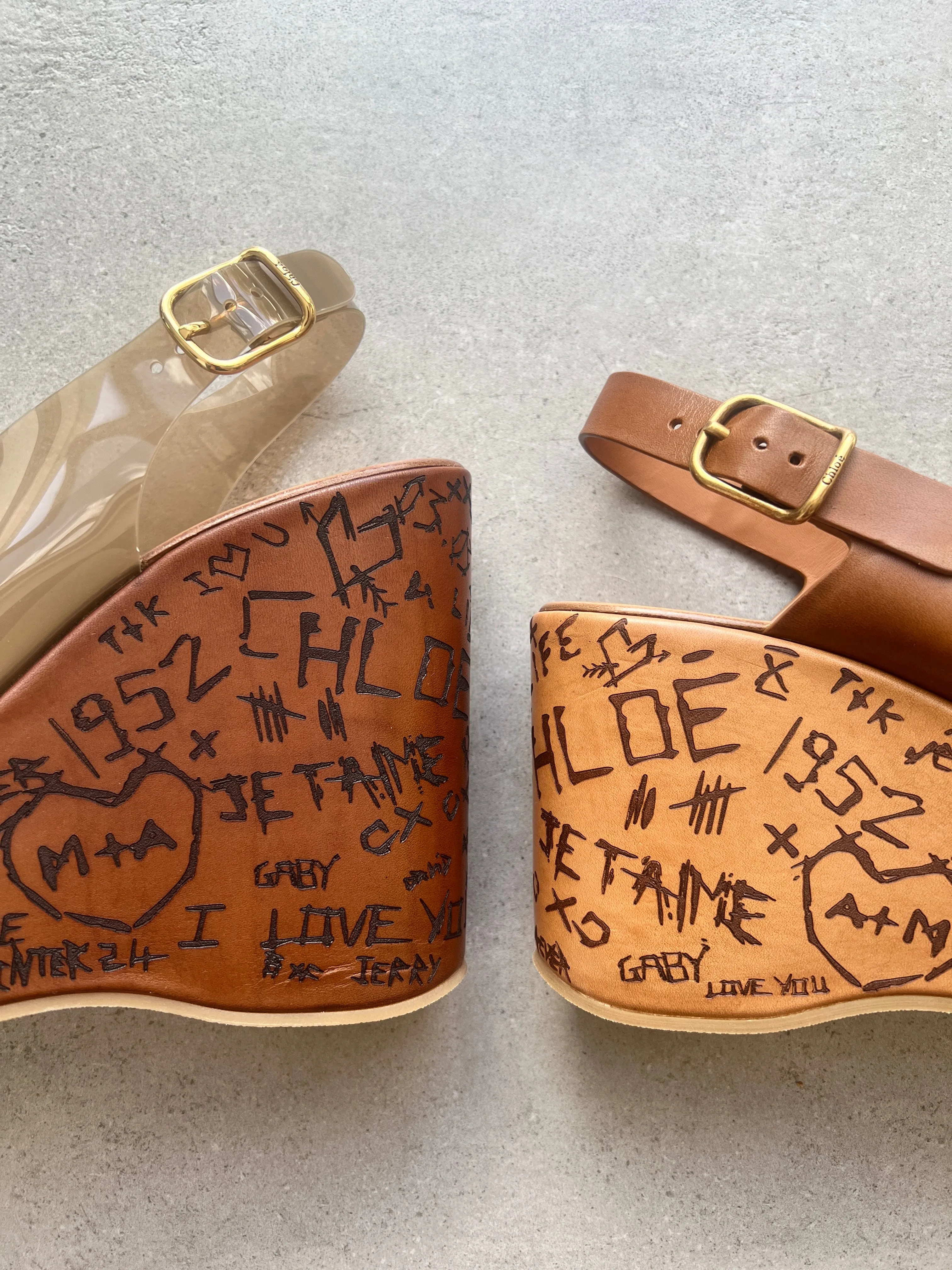 Chloé Shoes Maxime Peeptoe Wedge, Ginger Brown