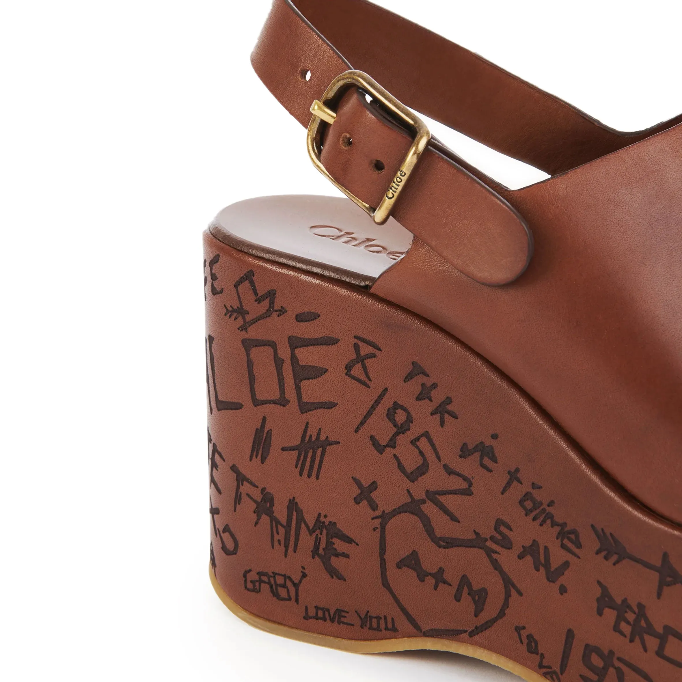 Chloé Shoes Maxime Peeptoe Wedge, Ginger Brown