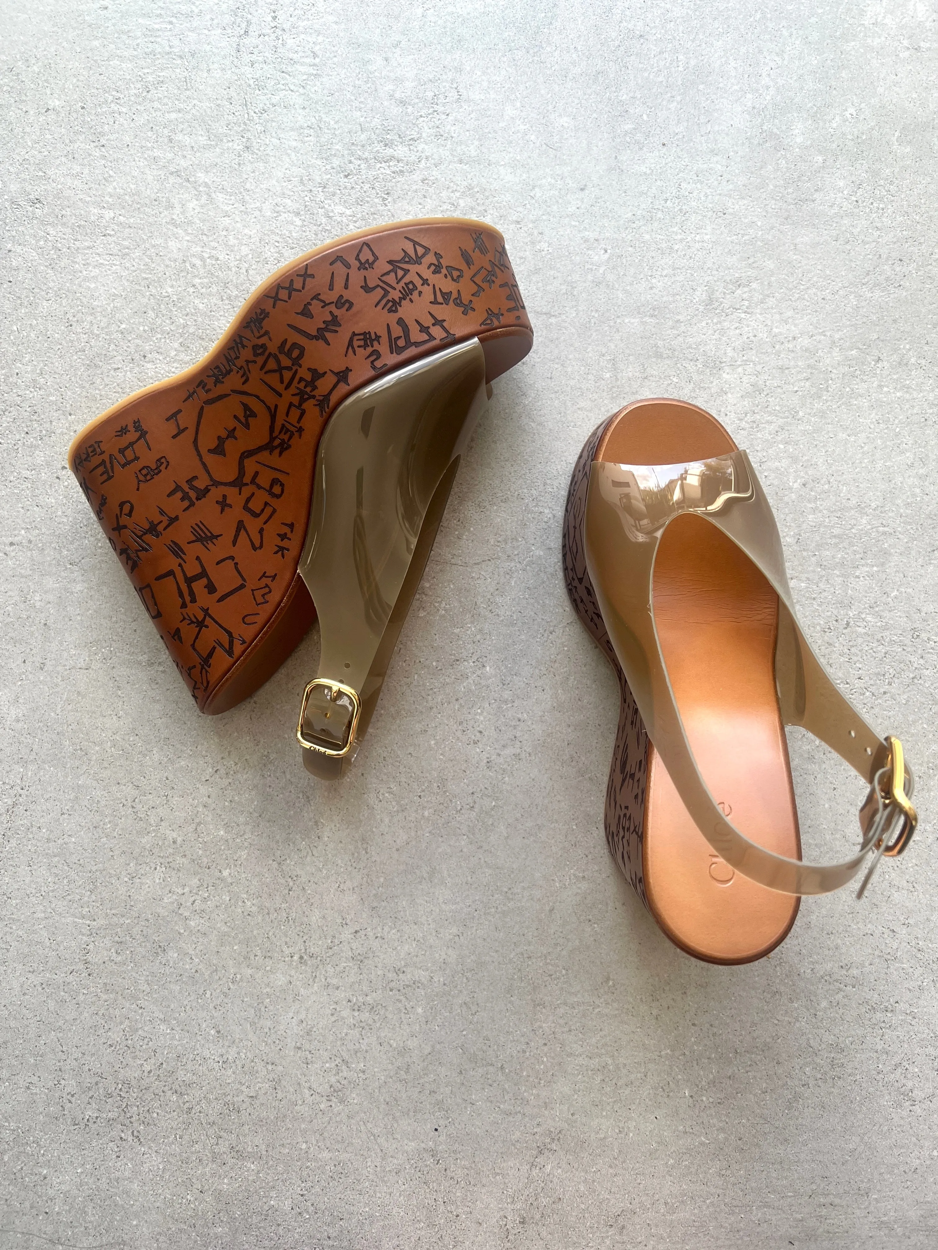Chloé Shoes Maxime PVC Wedge, Sunny Brown