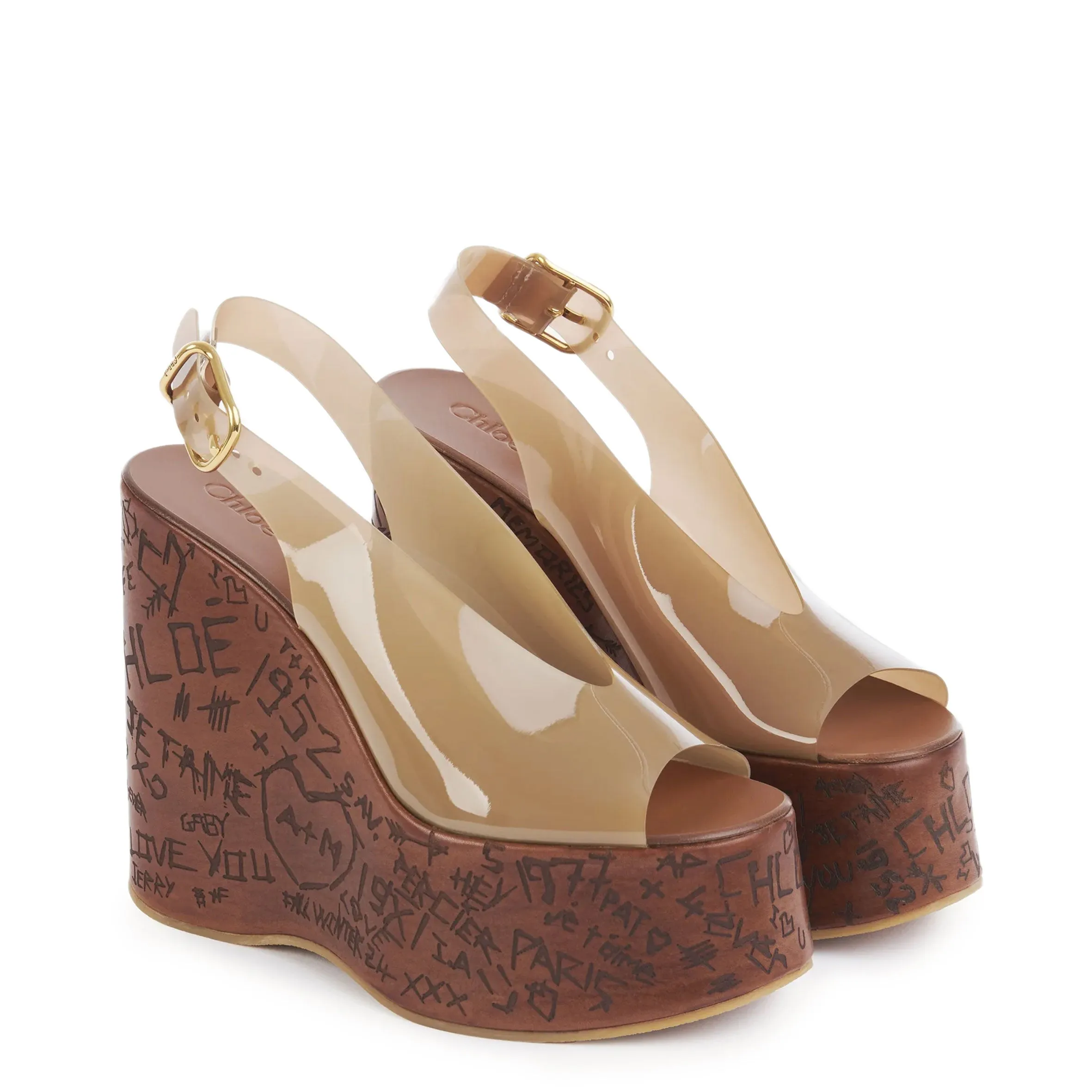 Chloé Shoes Maxime PVC Wedge, Sunny Brown