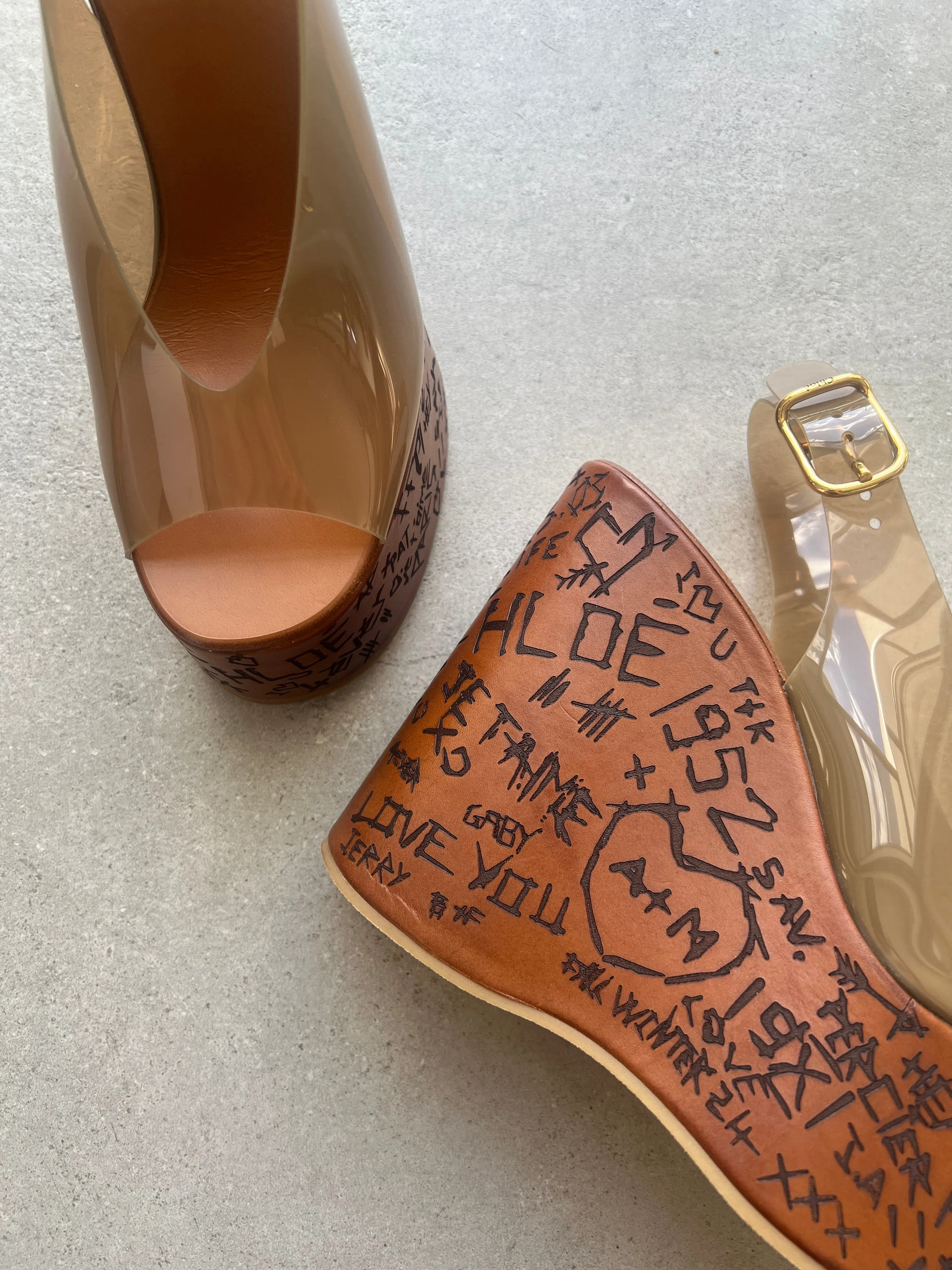 Chloé Shoes Maxime PVC Wedge, Sunny Brown