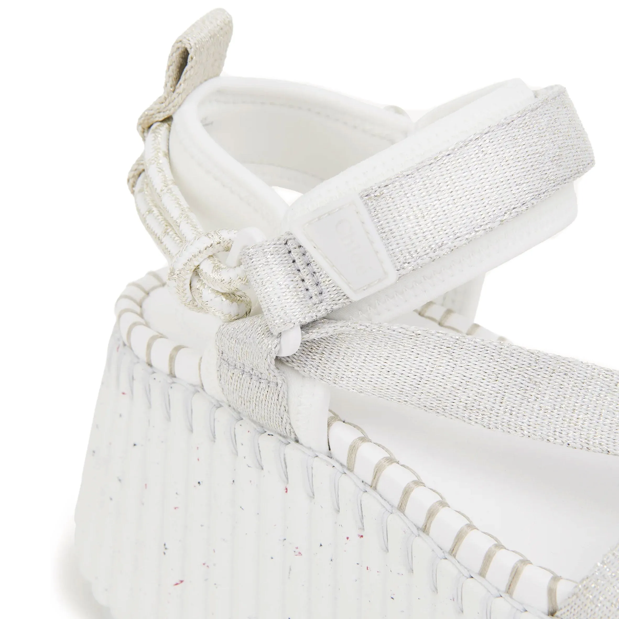 Chloé Shoes Nama Flatform Metallic Sandal, Silver