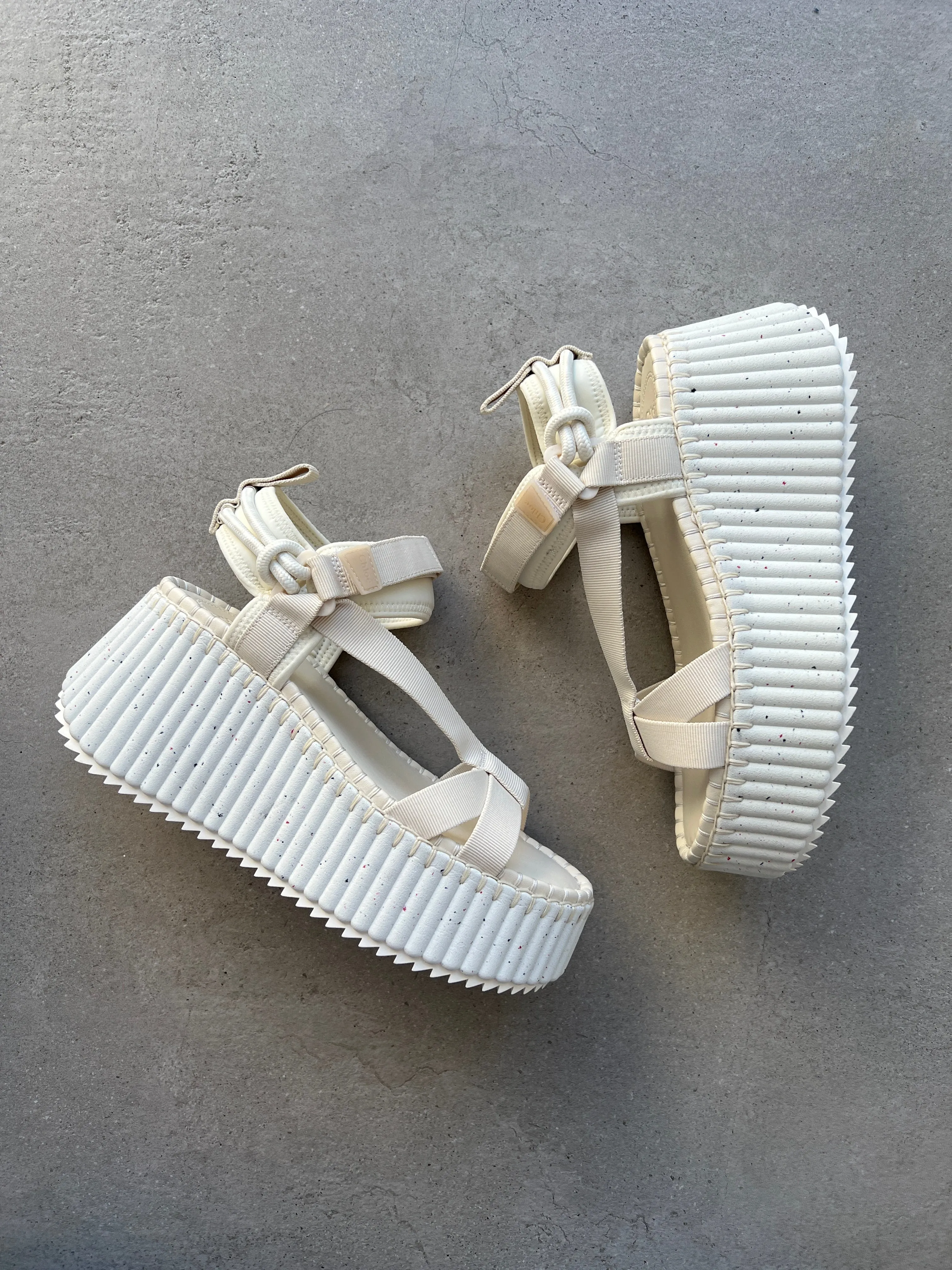 Chloé Shoes Nama Flatform Sandal, Pearly