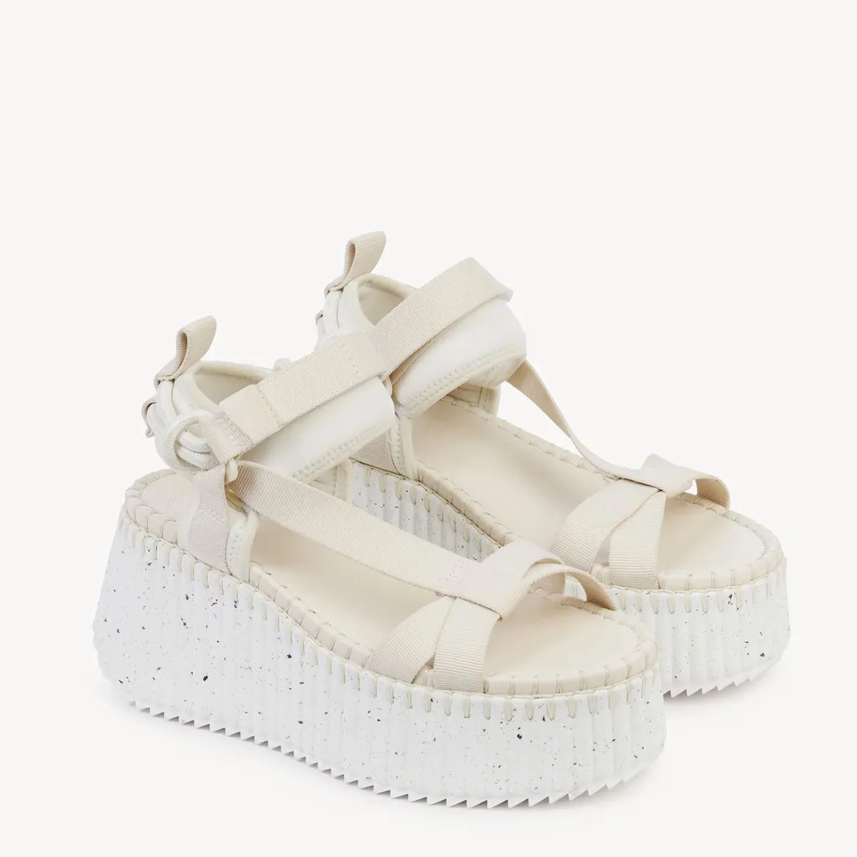 Chloé Shoes Nama Flatform Sandal, Pearly