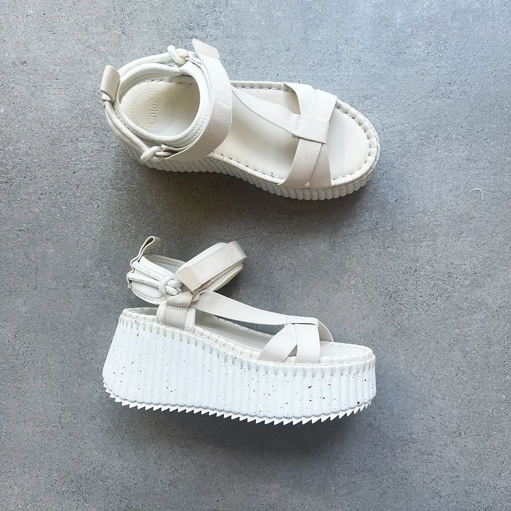 Chloé Shoes Nama Flatform Sandal, Pearly