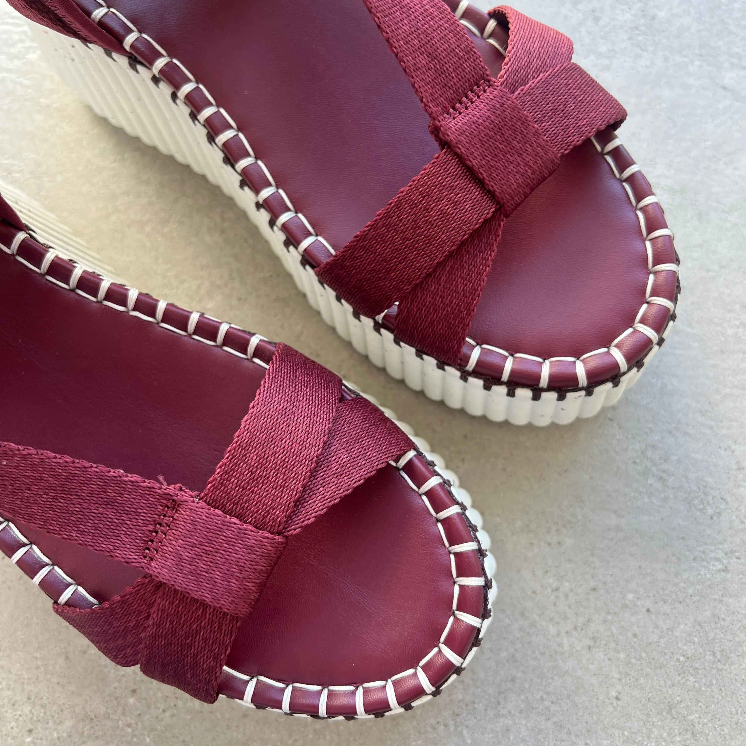 Chloé Shoes Nama Flatform Sandal, Ruby