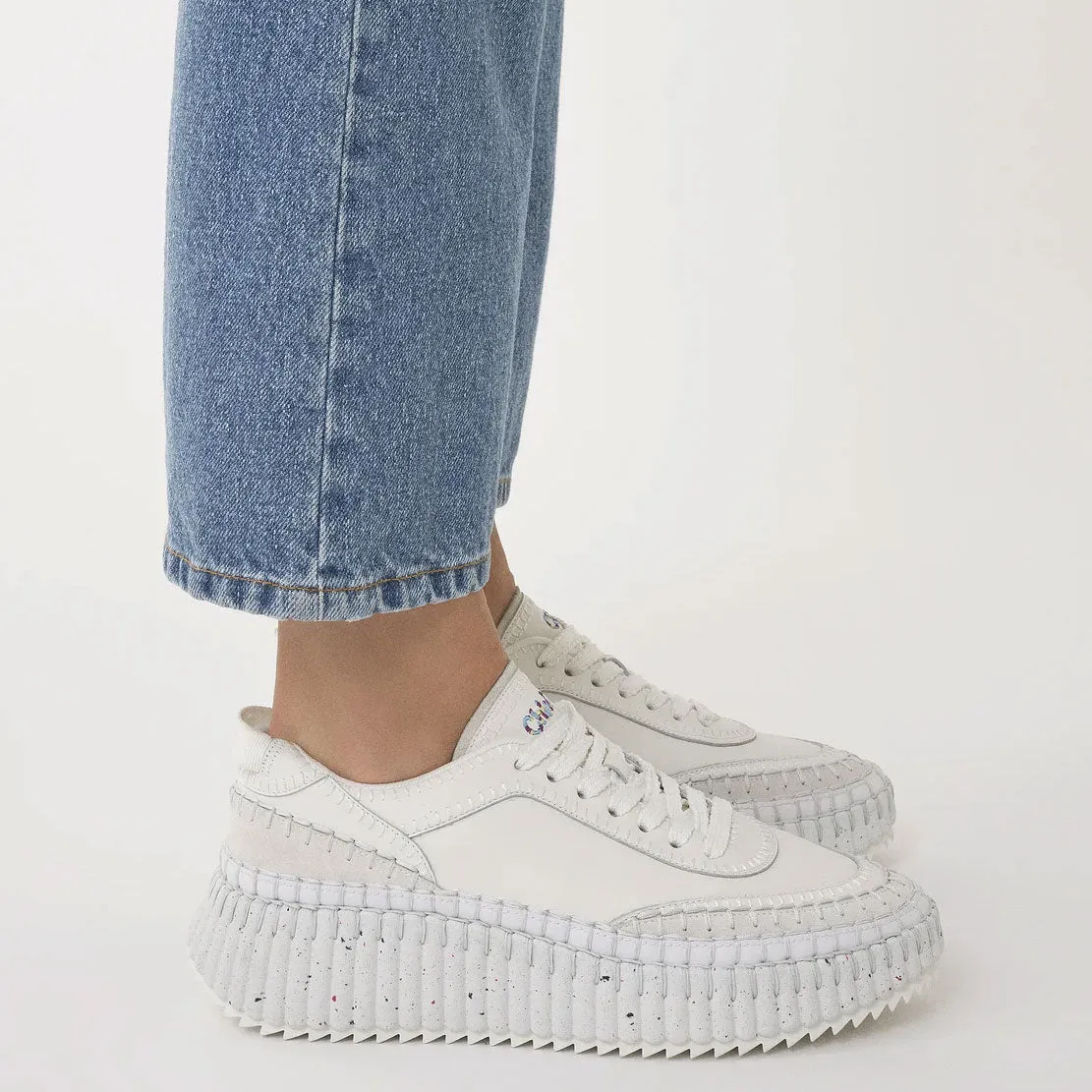 Chloé Shoes Nama Leather Sneaker, White