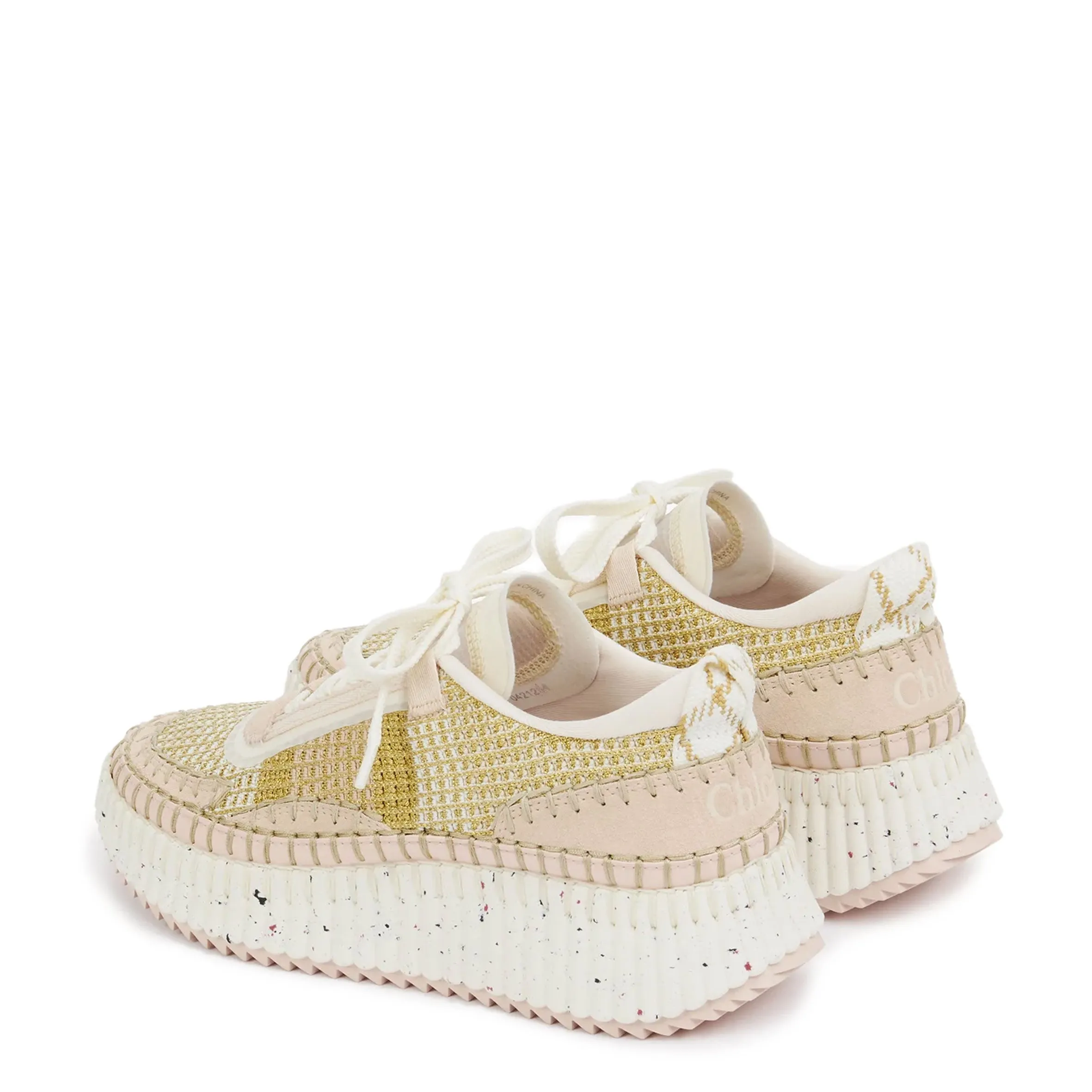 Chloé Shoes Nama Metallic Sneaker, Pink and Gold
