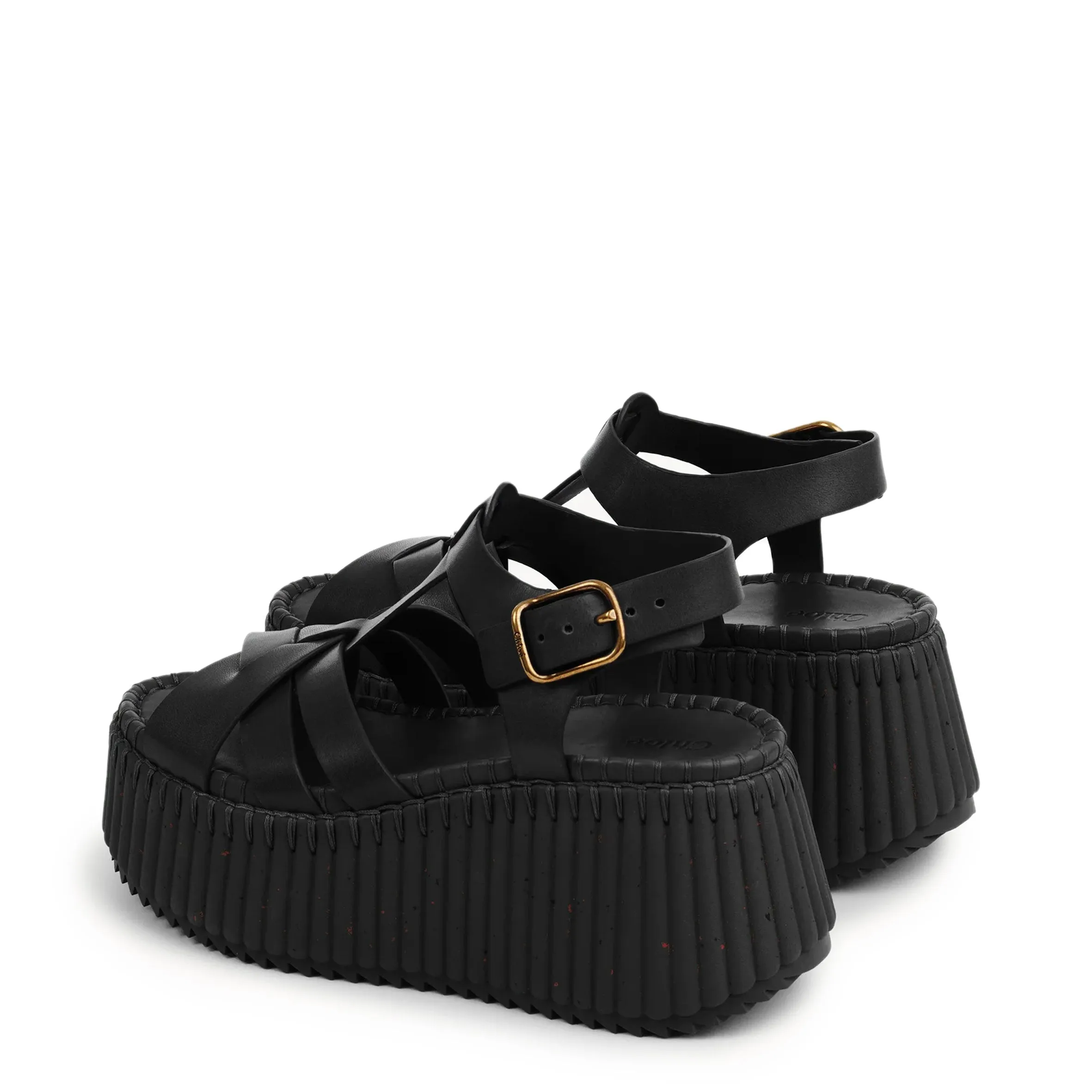 Chloé Shoes Nama Wedge, Tonal Black