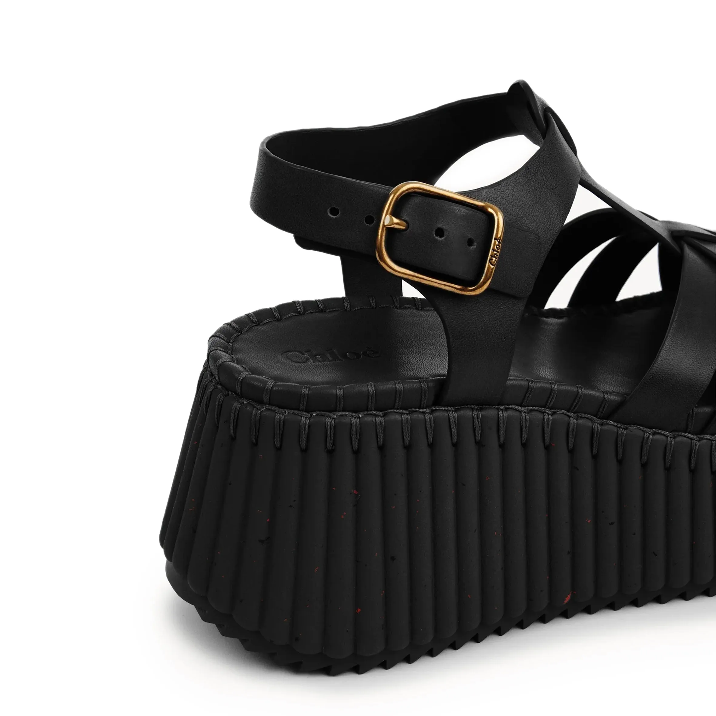Chloé Shoes Nama Wedge, Tonal Black