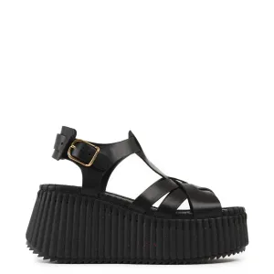 Chloé Shoes Nama Wedge, Tonal Black