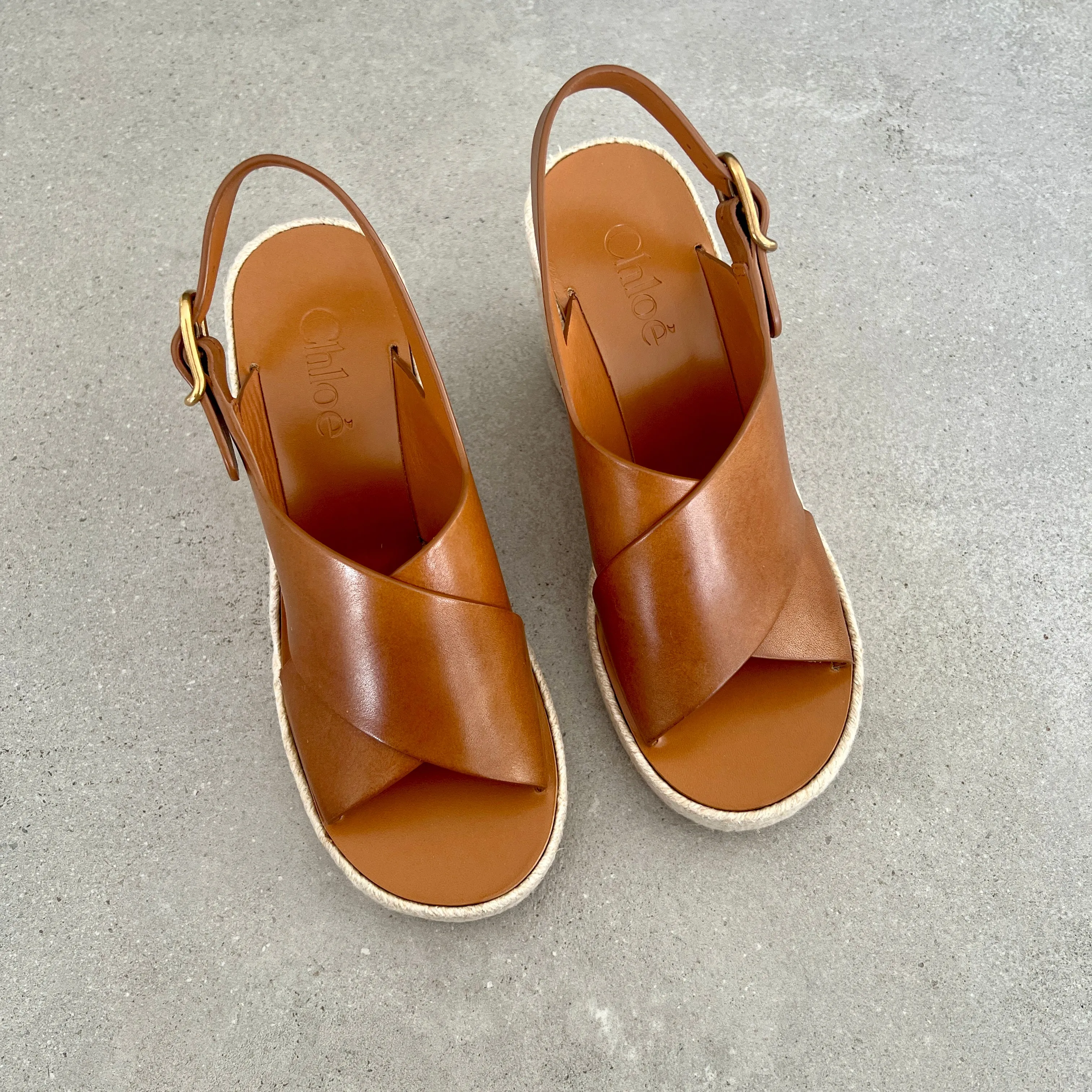 Chloé Shoes Pary Espadrille Wedge, Ginger Brown