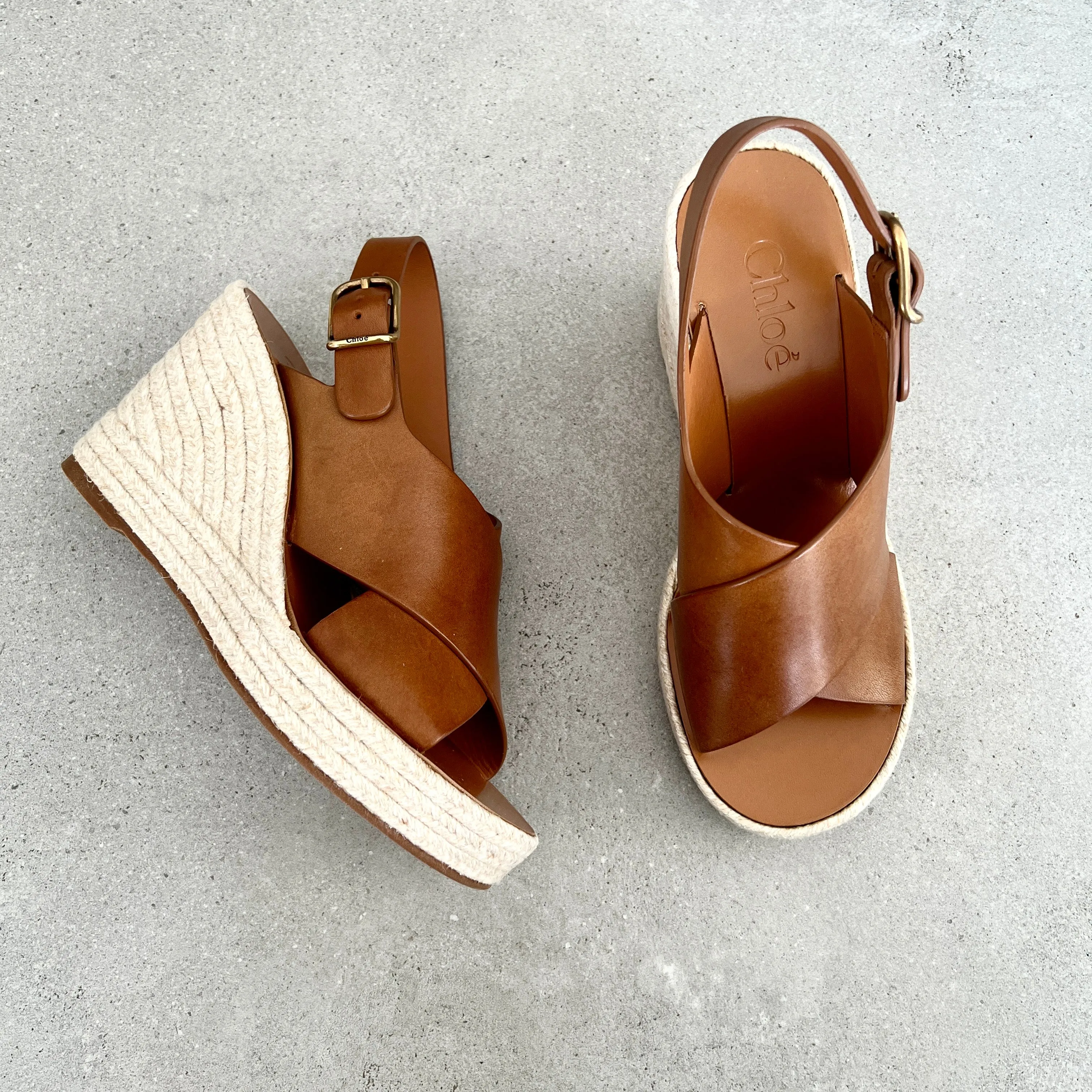 Chloé Shoes Pary Espadrille Wedge, Ginger Brown