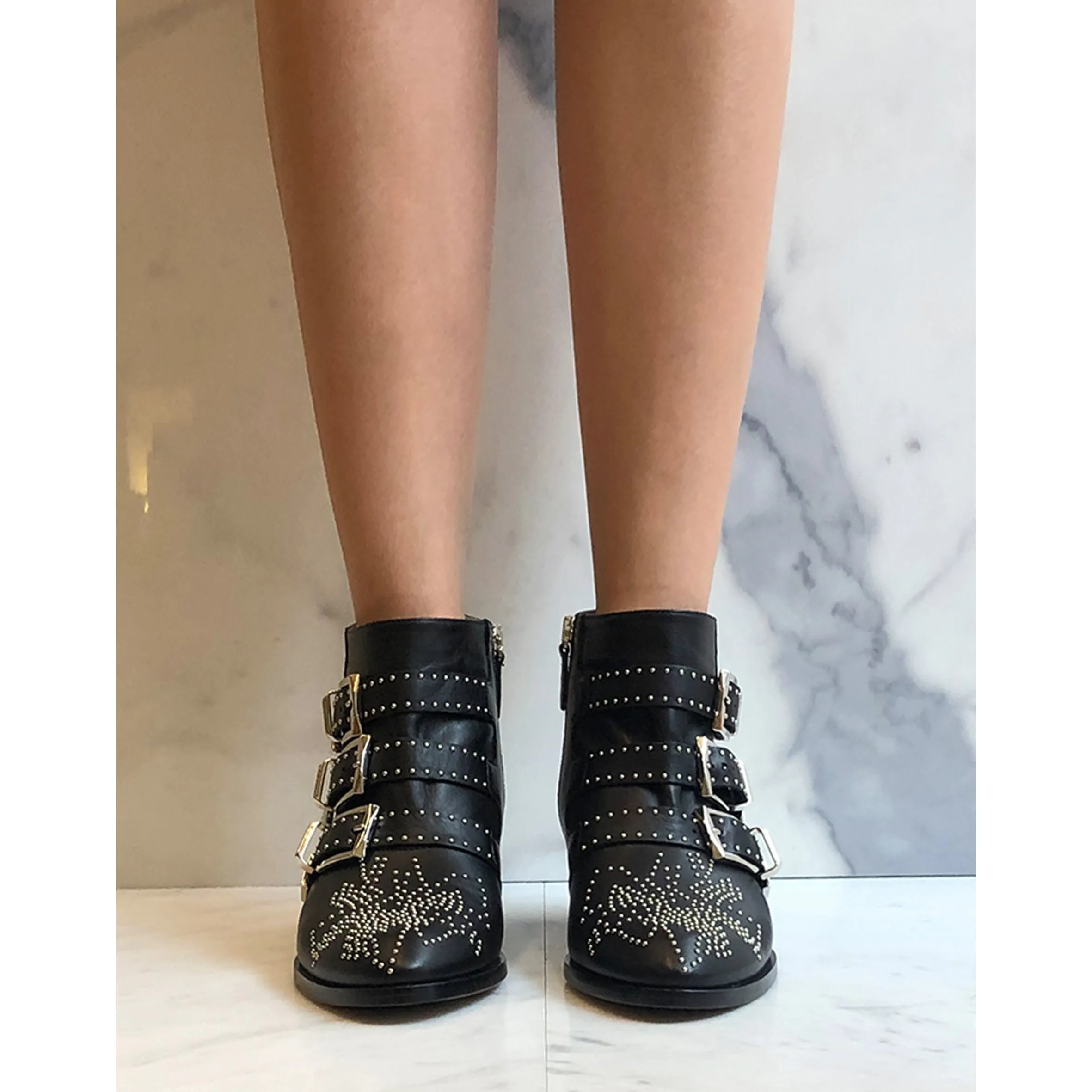 Chloé Shoes Susanna Low Boot, Black (Silver)