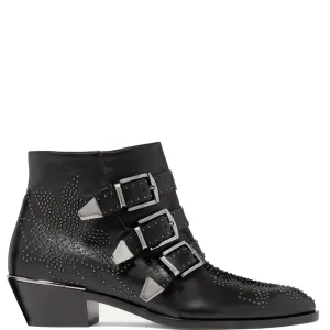 Chloé Shoes Susanna Low Boot, Black/Gunmetal