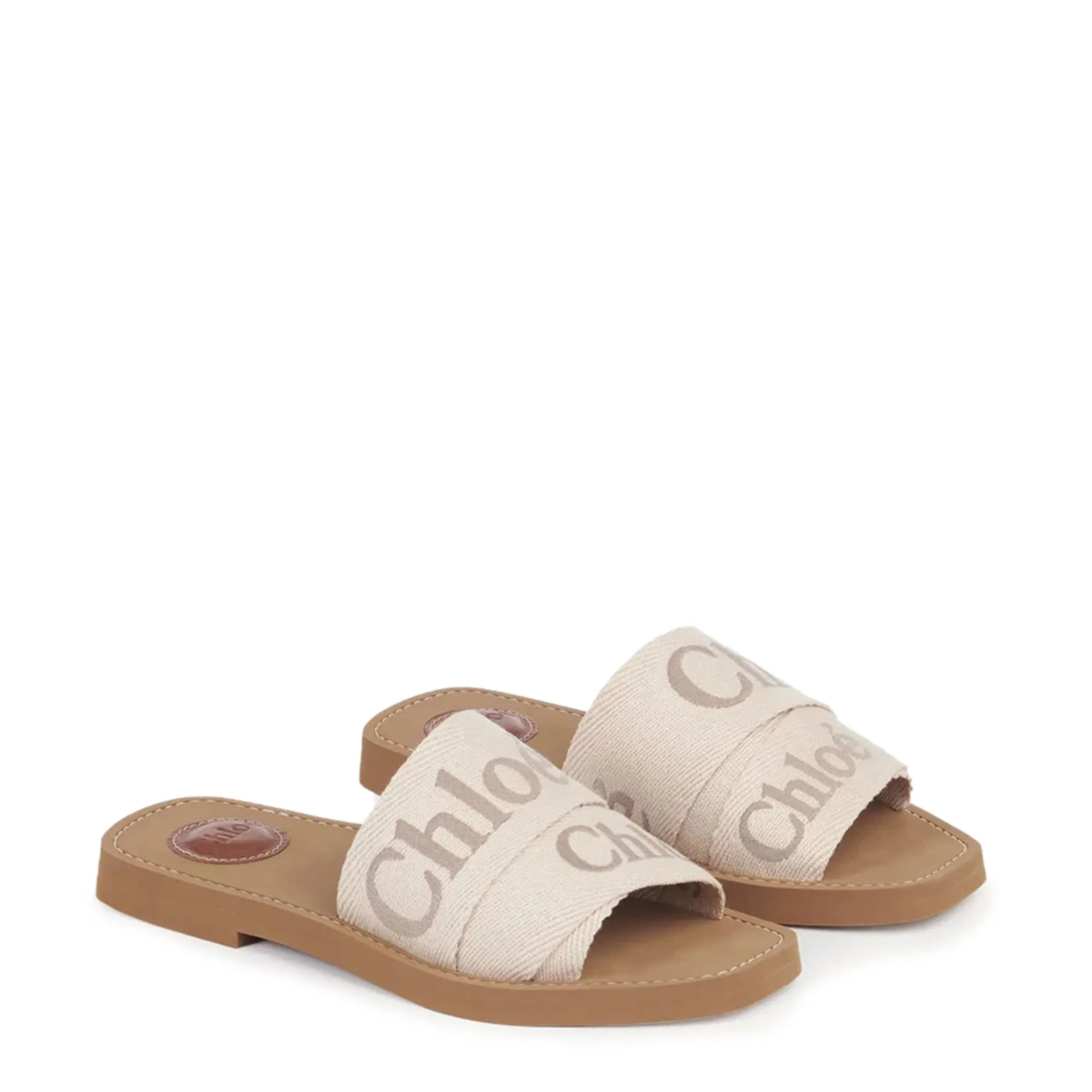 Chloé Shoes Woody Embroidered Logo Slide, Blushy Beige
