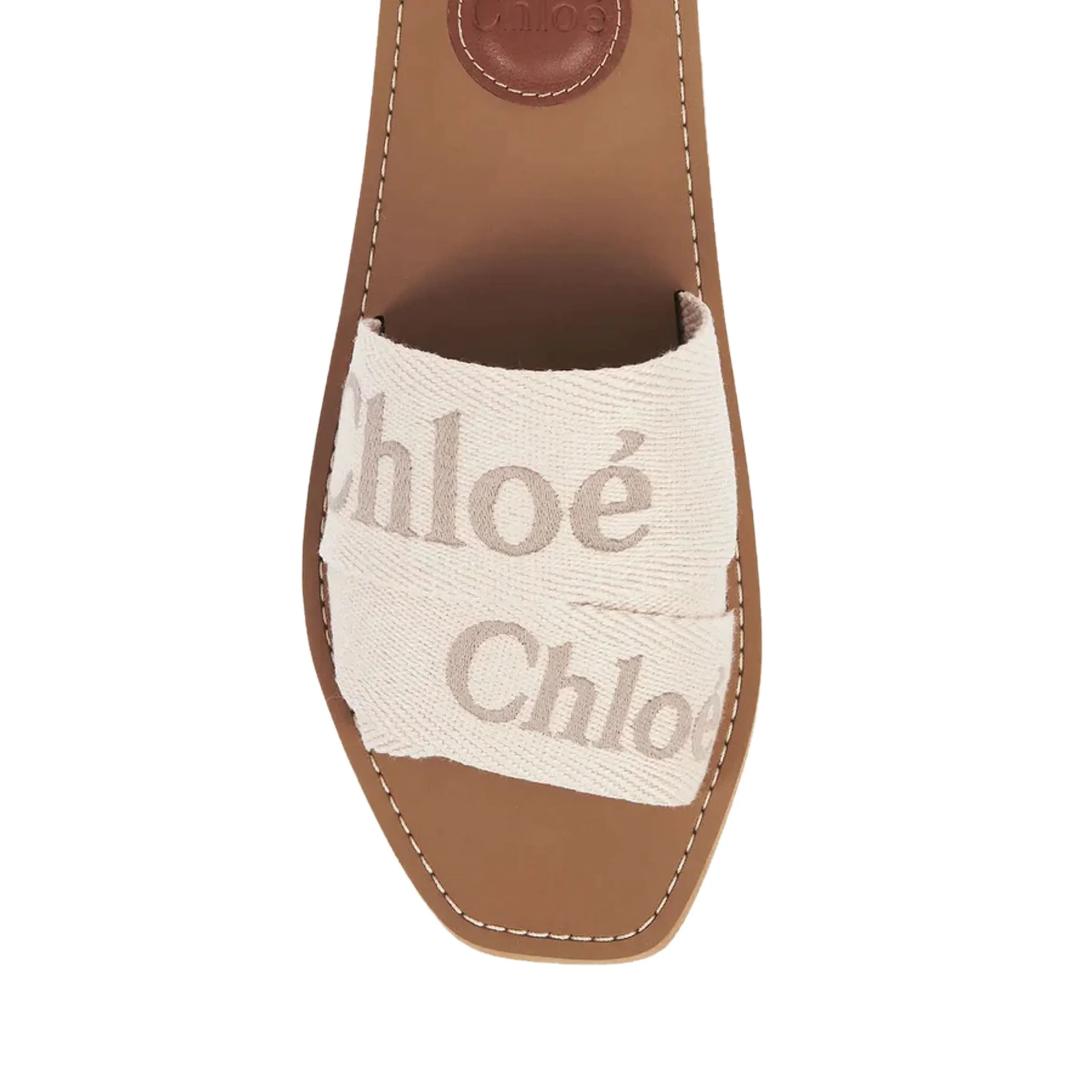 Chloé Shoes Woody Embroidered Logo Slide, Blushy Beige