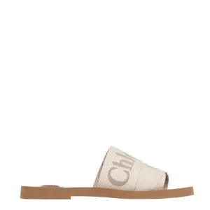 Chloé Shoes Woody Embroidered Logo Slide, Blushy Beige