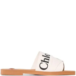 Chloé Shoes Woody Logo Slide, White