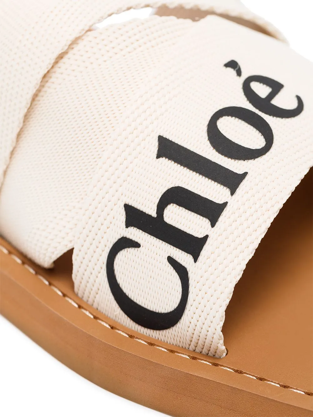 Chloé Shoes Woody Logo Slide, White