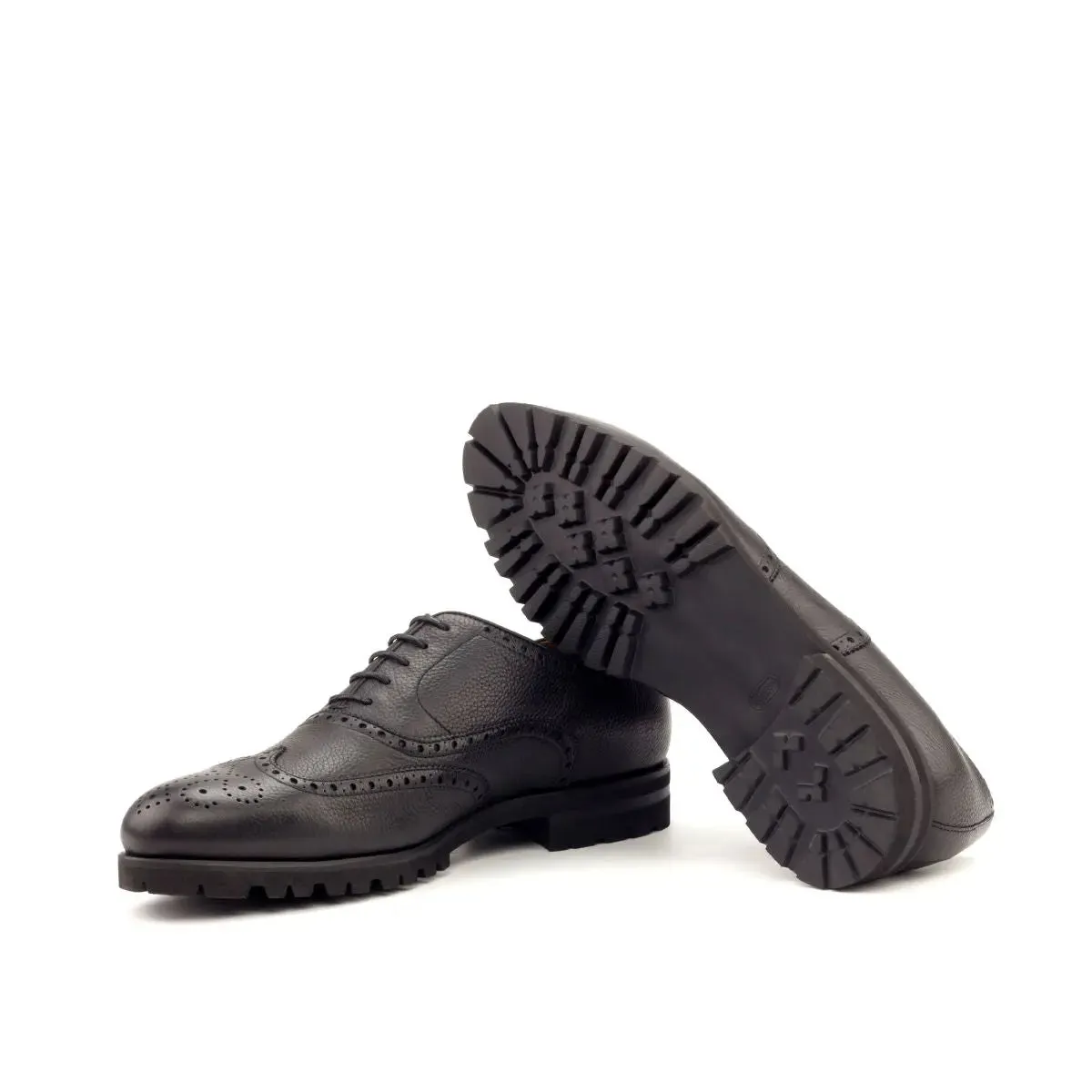 Dapperfam Shoes DapperFam Aeron in Black Men's Italian Full Grain Leather Full Brogue
