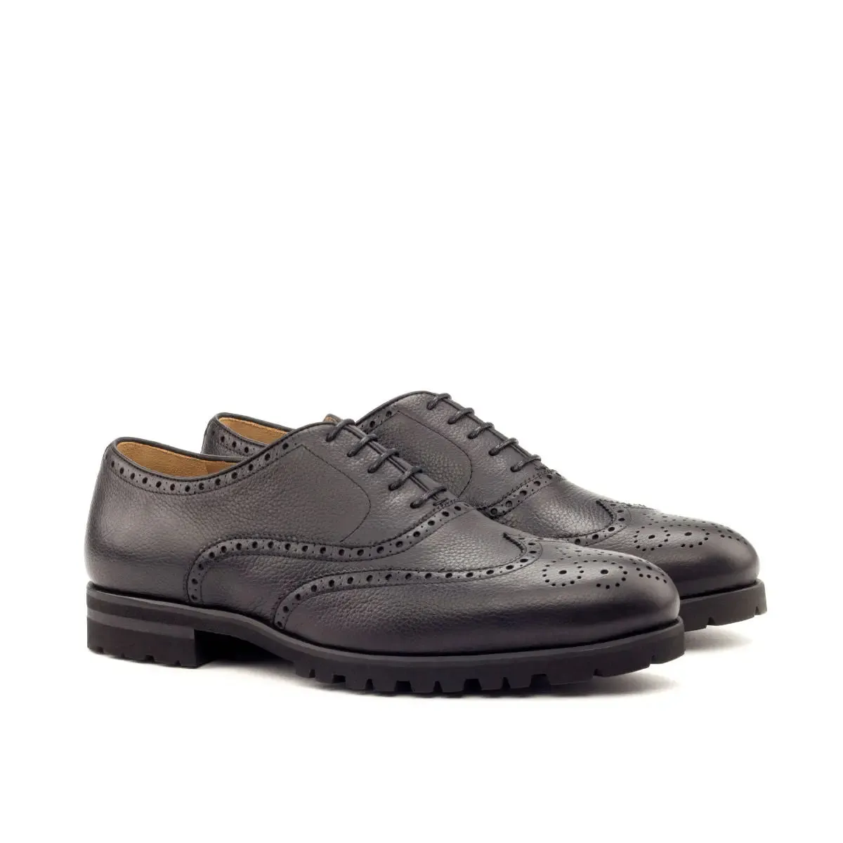 Dapperfam Shoes DapperFam Aeron in Black Men's Italian Full Grain Leather Full Brogue