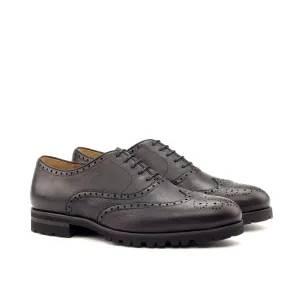 Dapperfam Shoes DapperFam Aeron in Black Men's Italian Full Grain Leather Full Brogue