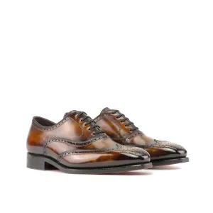 Dapperfam Shoes DapperFam Aeron in Fire Men's Hand-Painted Patina Full Brogue