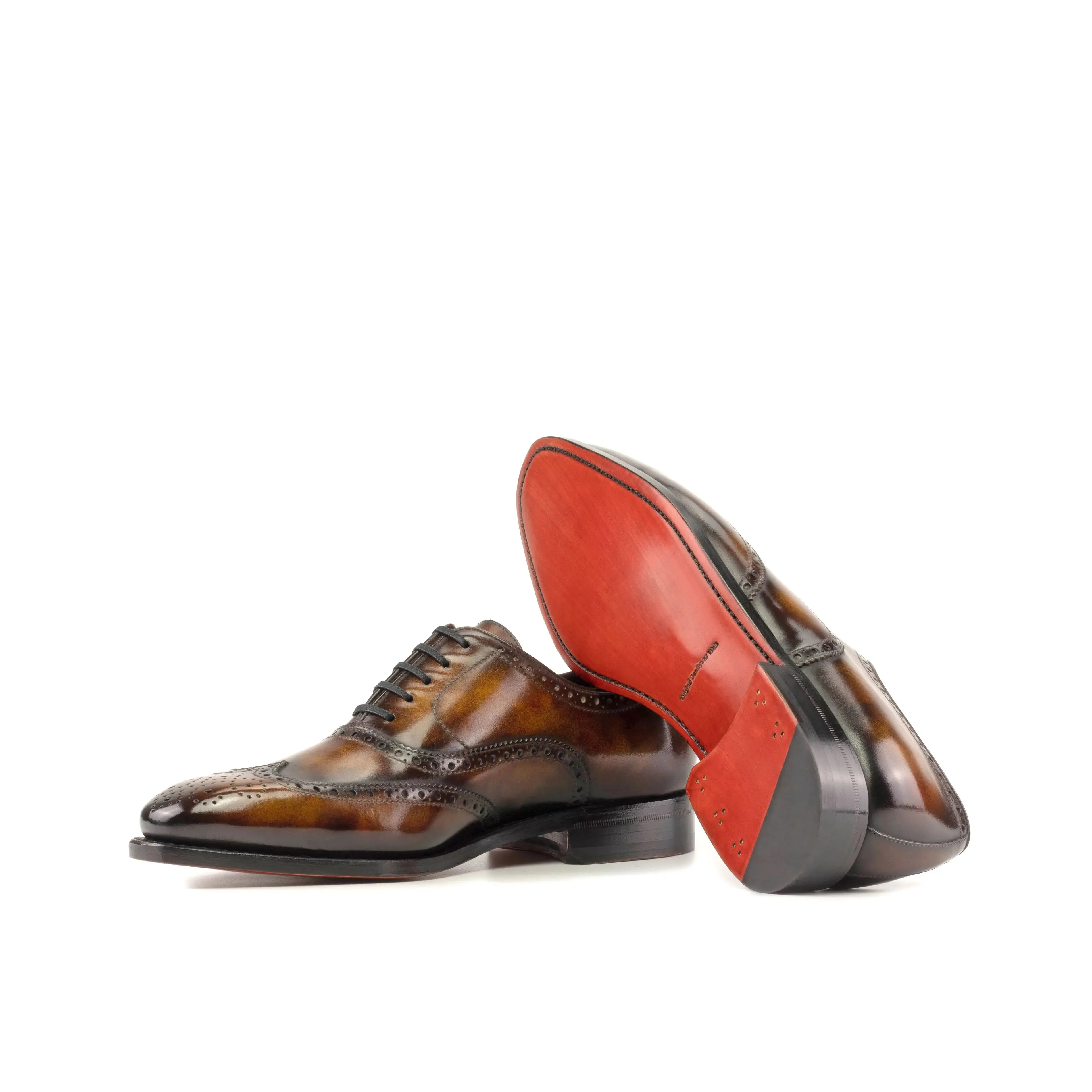 Dapperfam Shoes DapperFam Aeron in Fire Men's Hand-Painted Patina Full Brogue